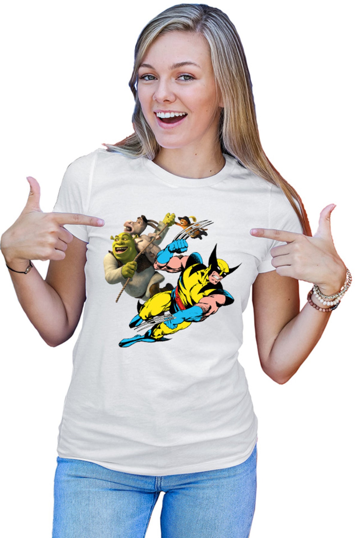 Tricou dama Wolverine Shrek Rope Marvel DC