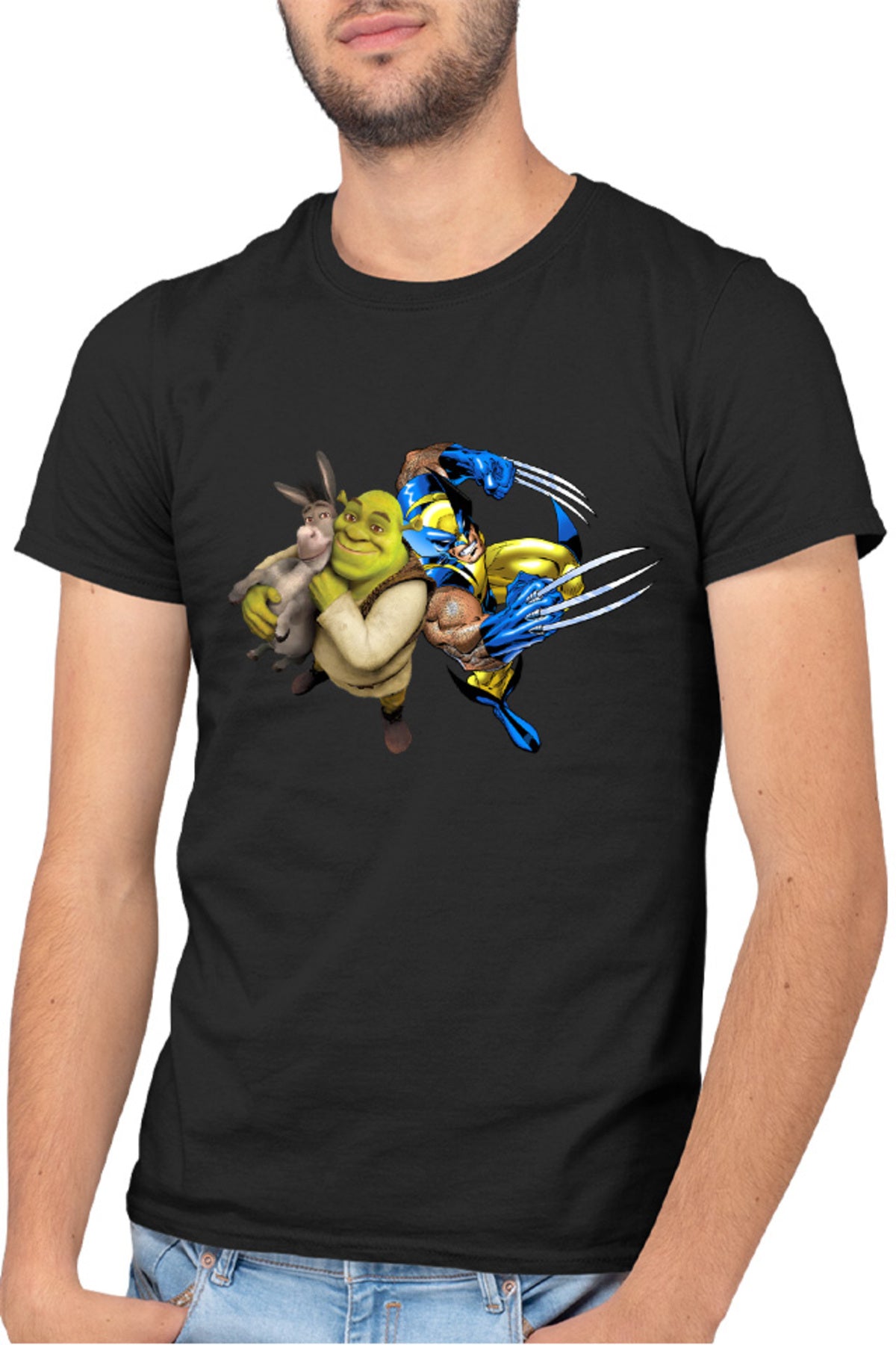 Tricou barbati Shrek Wolverine Donkey Marvel Comic Books