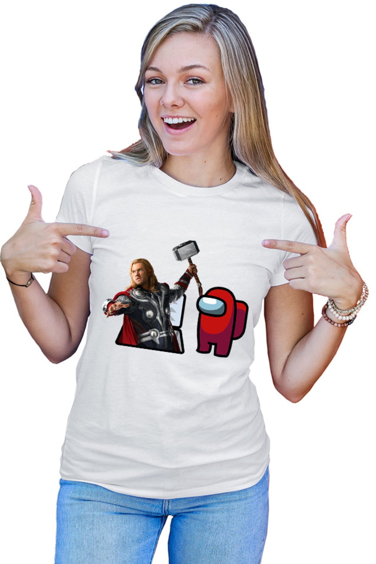 Tricou dama Thor Among Us Suspicious Vent Hammer Gameplay Puzzle