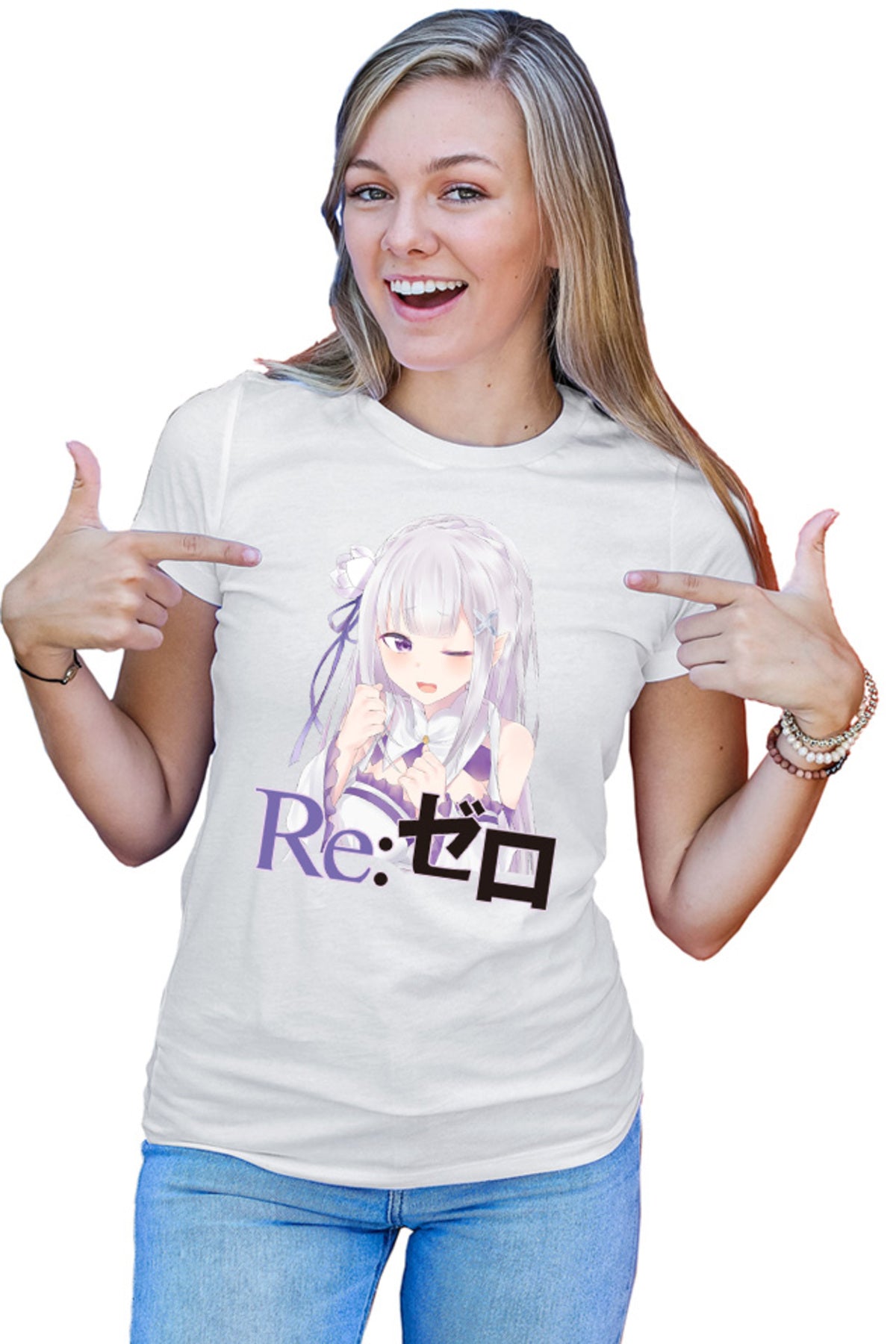 Tricou dama Re Zero Emilia Neko Magic Princess Otaku Isekai