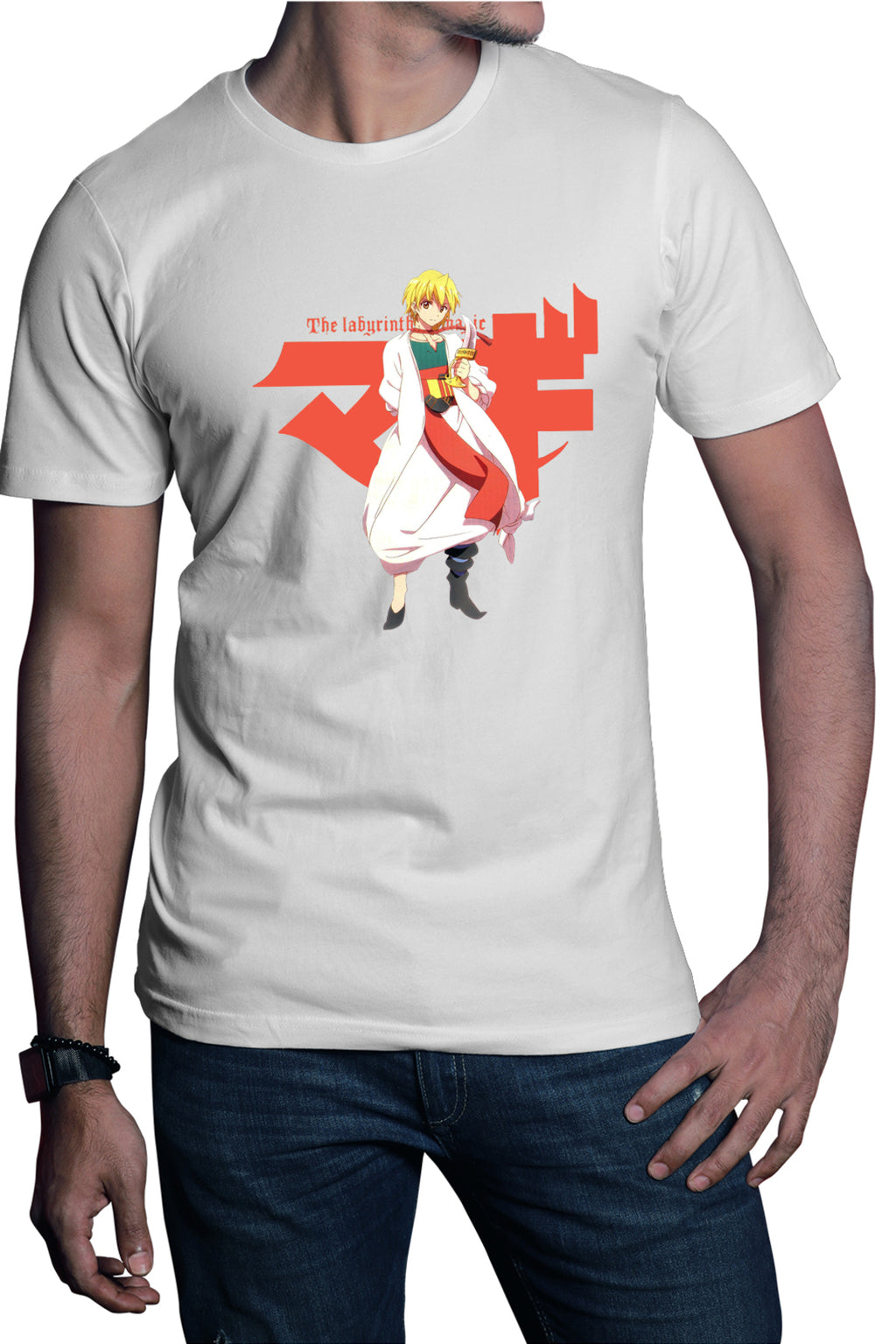 Tricou barbati Magi The Labyrinth of Magic Alibaba Orange Character Pose