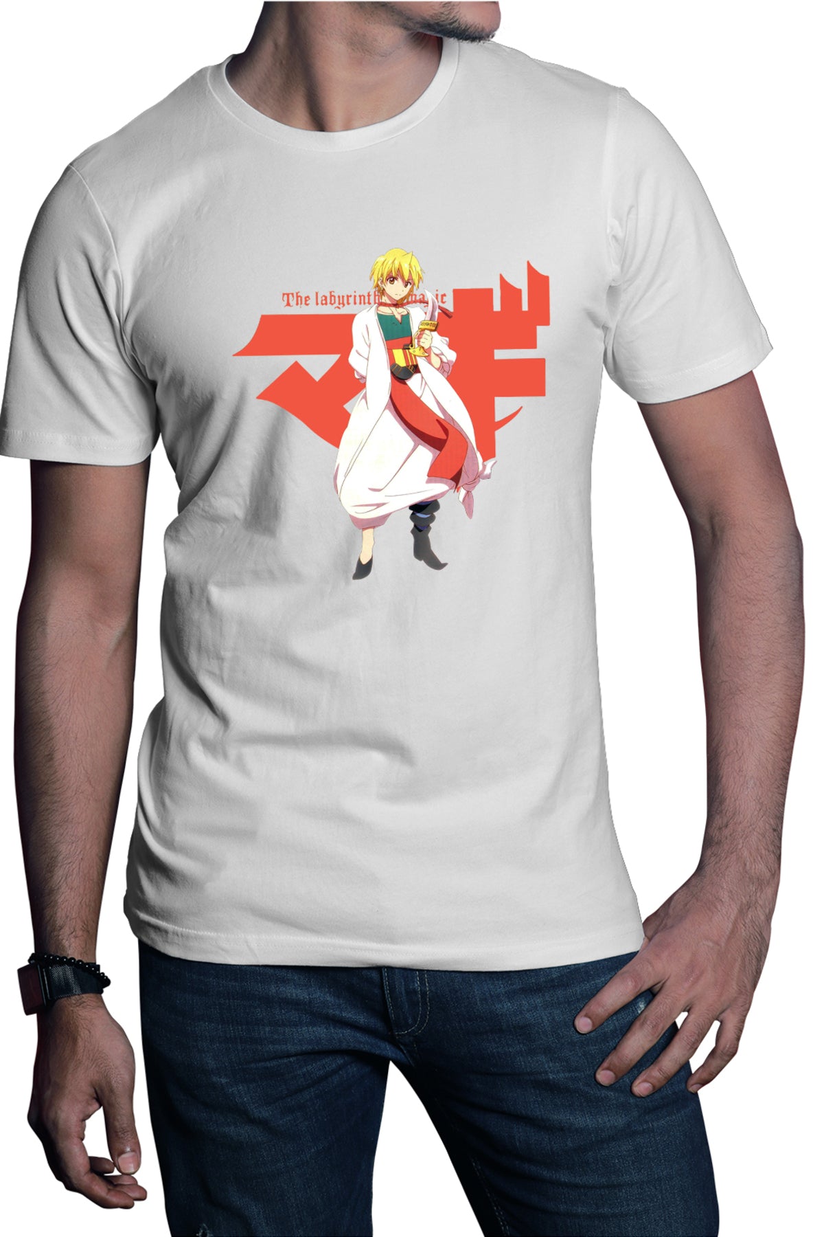 Tricou barbati Magi The Labyrinth of Magic Alibaba Orange Character Pose