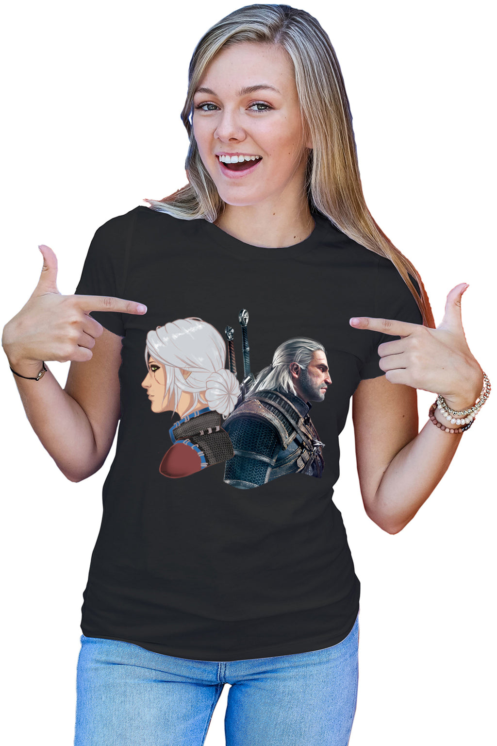 Tricou dama The Witcher Geralt Ciri Xbox Game Nvidia
