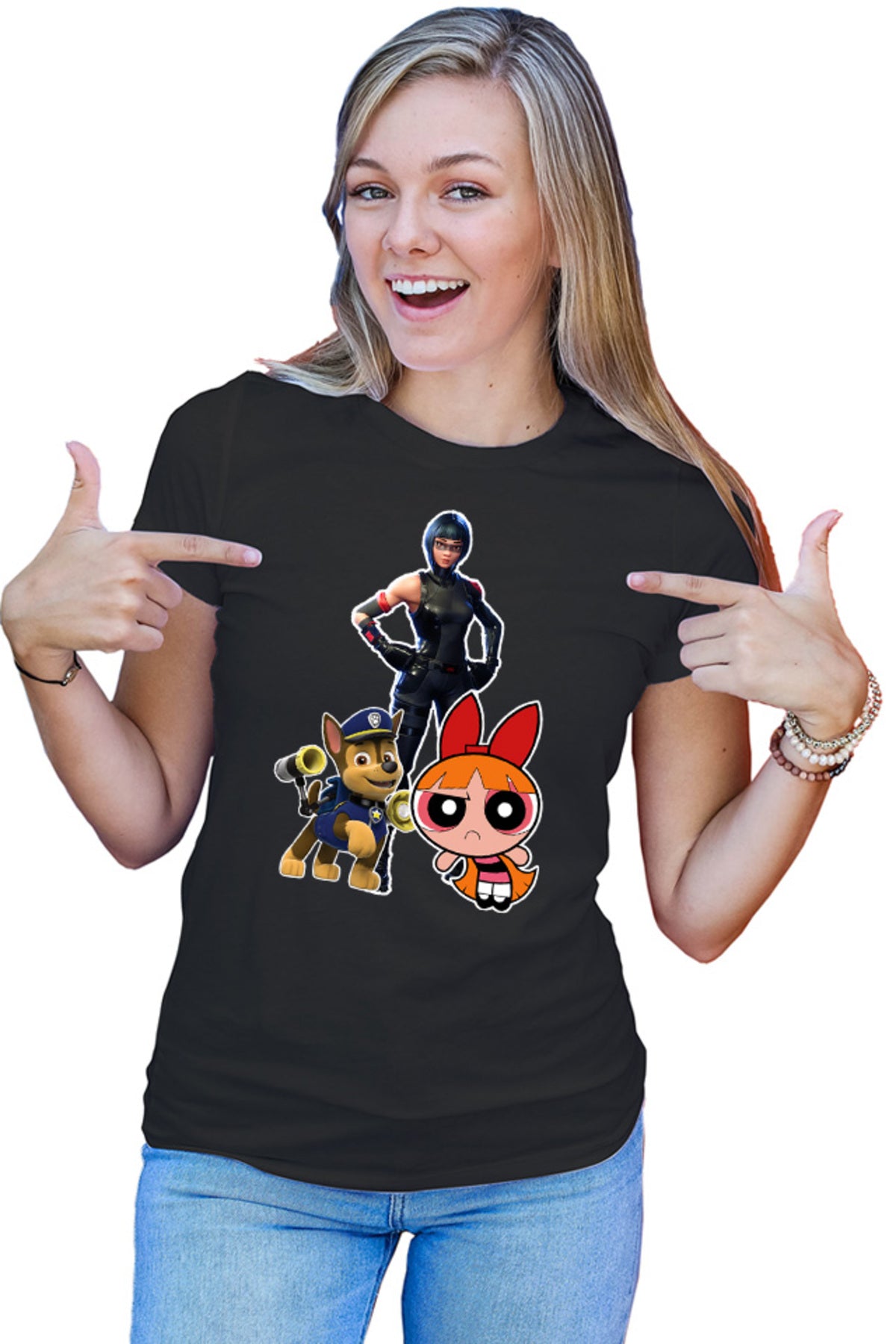 Tricou dama Fortnite Panter Cat Costume Skin Powerpuff Girls