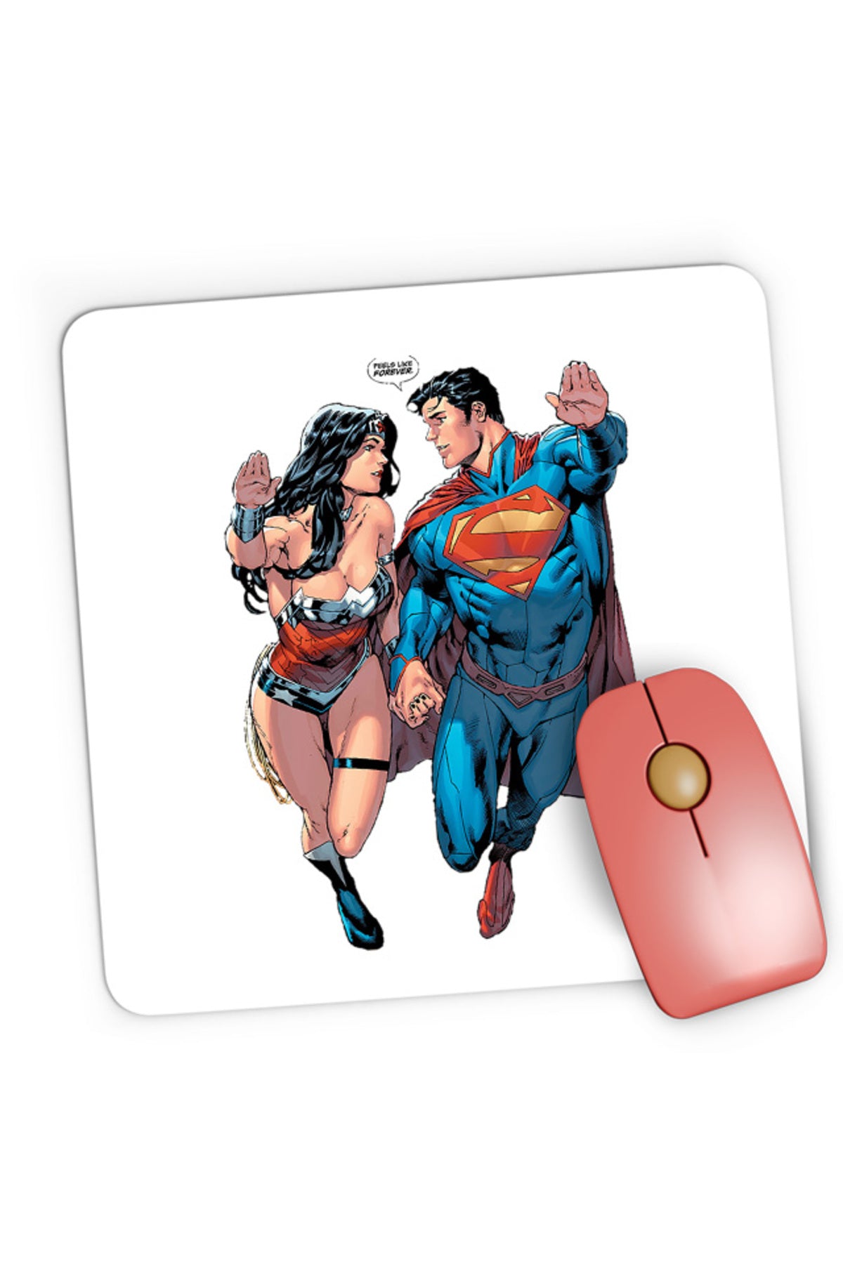 Mousepad Gaming Wonder Woman Superman Lovers Superpowers American Heroes, 21x19 cm