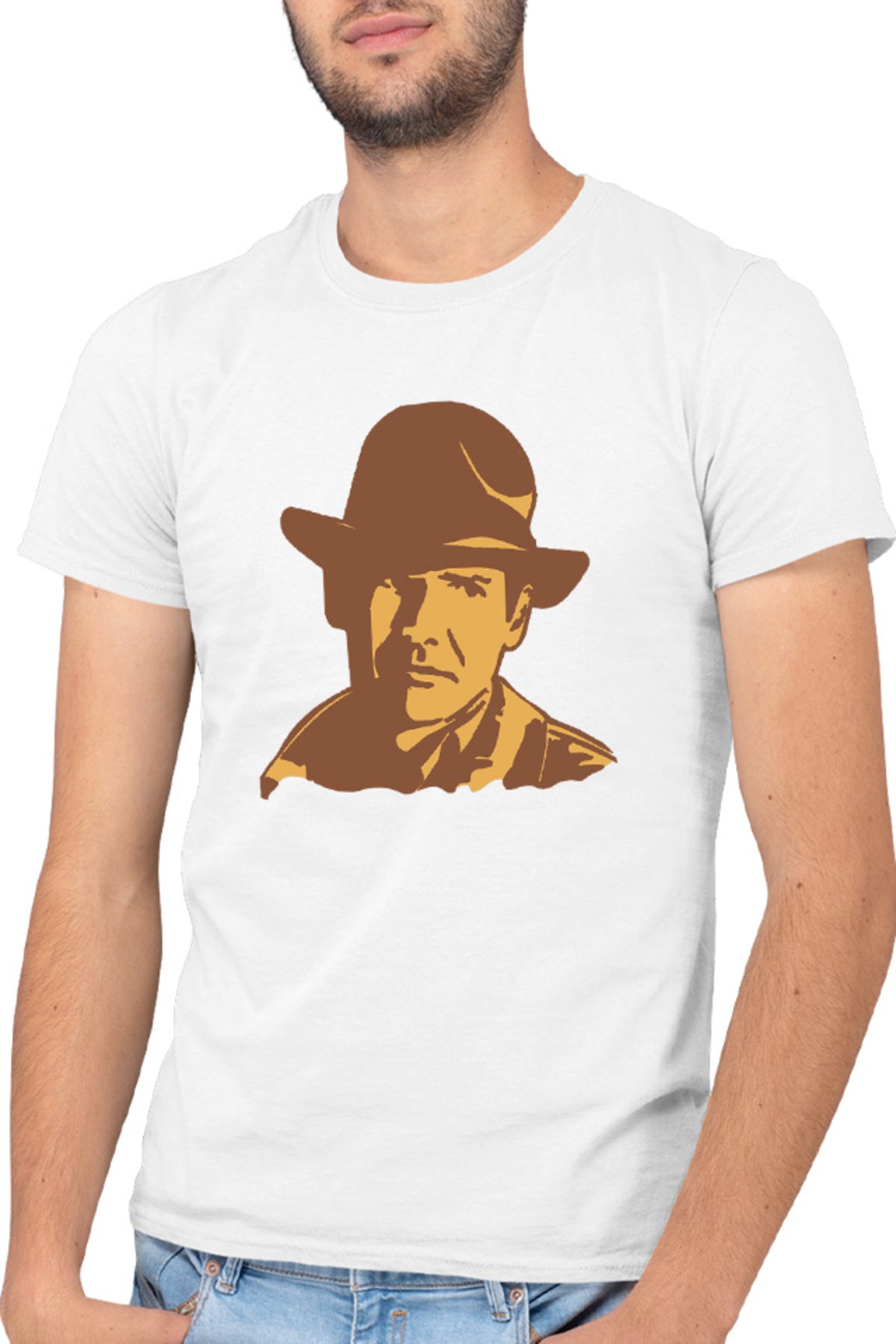 Tricou barbati Indiana Jones Portret Art Wolfgang Hohlbein
