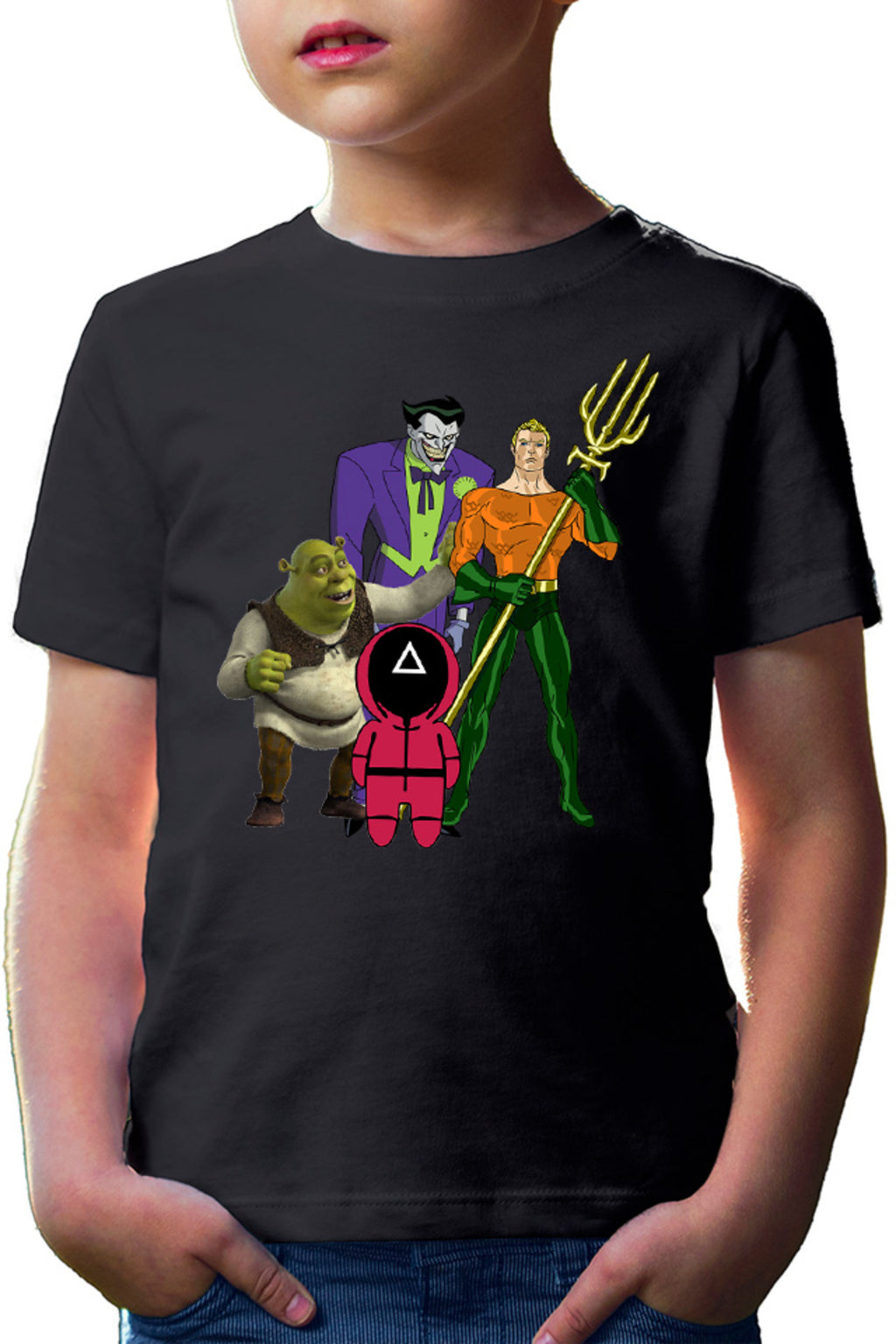 Tricou copii Aquaman Squid Games Shrek Joker Comics Batman Marvel