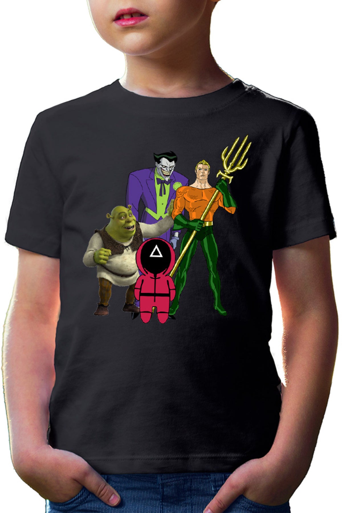 Tricou copii Aquaman Squid Games Shrek Joker Comics Batman Marvel