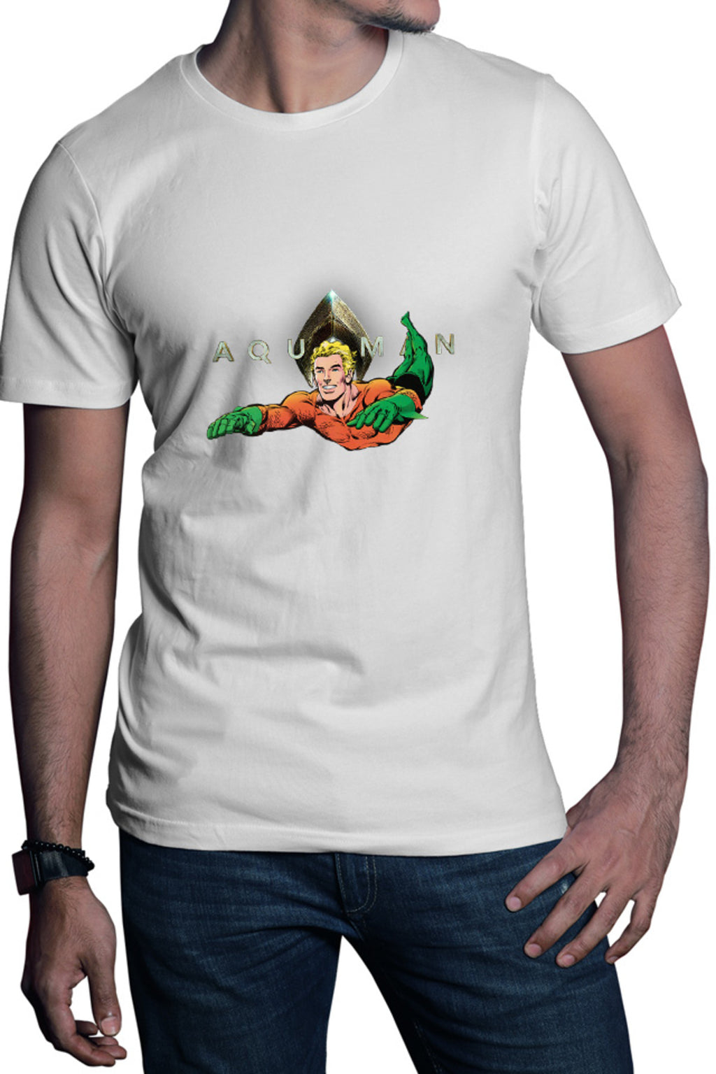 Tricou barbati Aquaman Logo Jump Water Swim Hero Strong