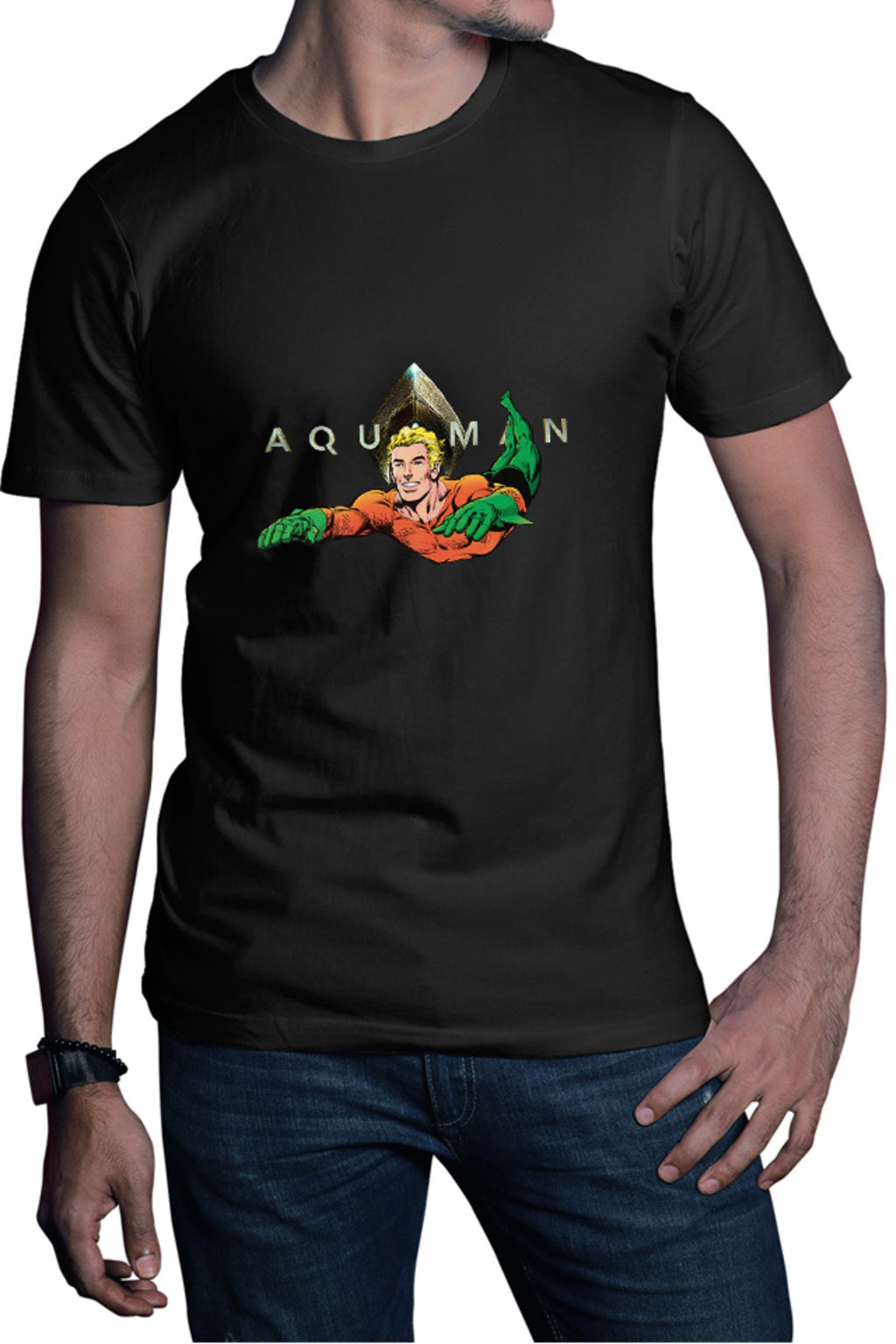 Tricou barbati Aquaman Logo Jump Water Swim Hero Strong