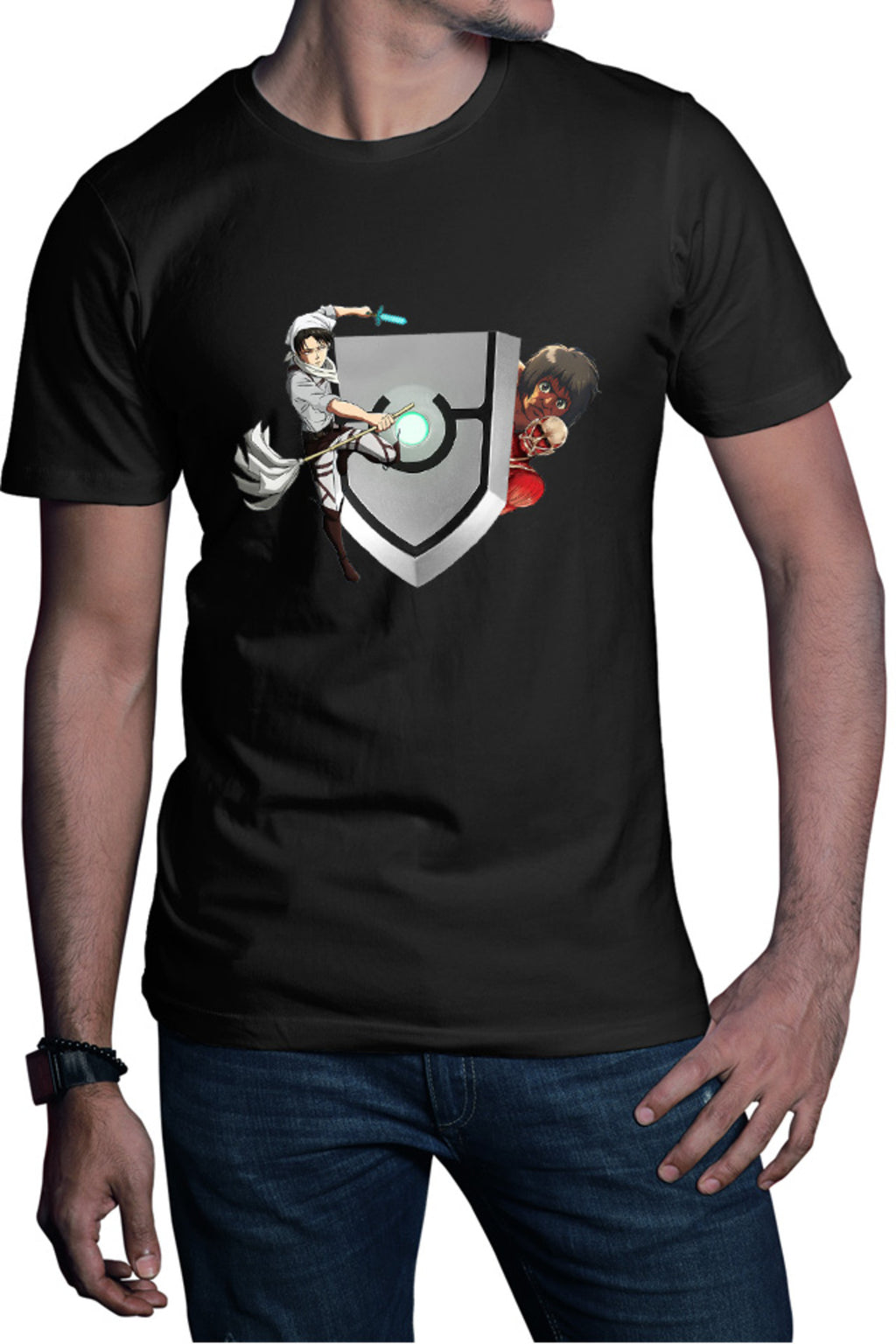 Tricou barbati Rising of the Shield Hero Levi Attack on Titan Collosal Clean Naofumi