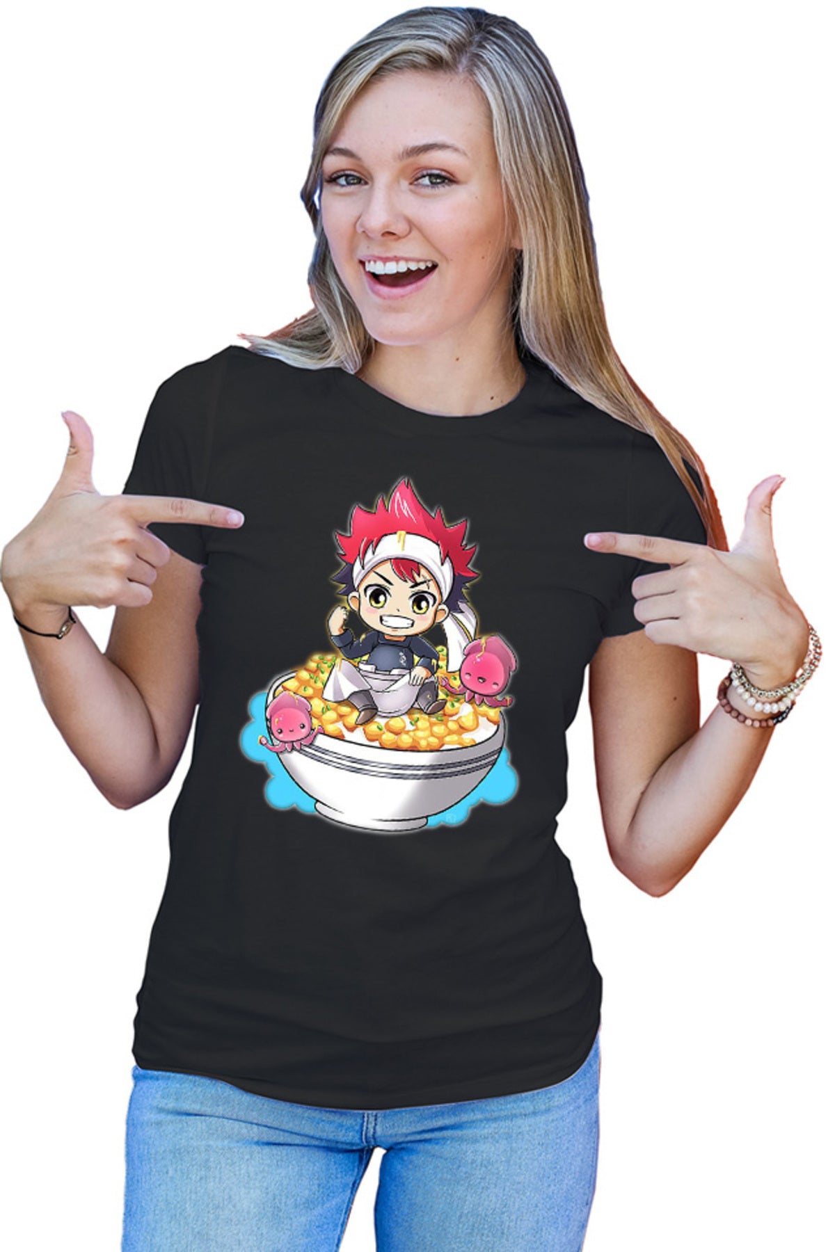 Tricou dama Food Wars Chibi Souma Rice Bow Anime Kage