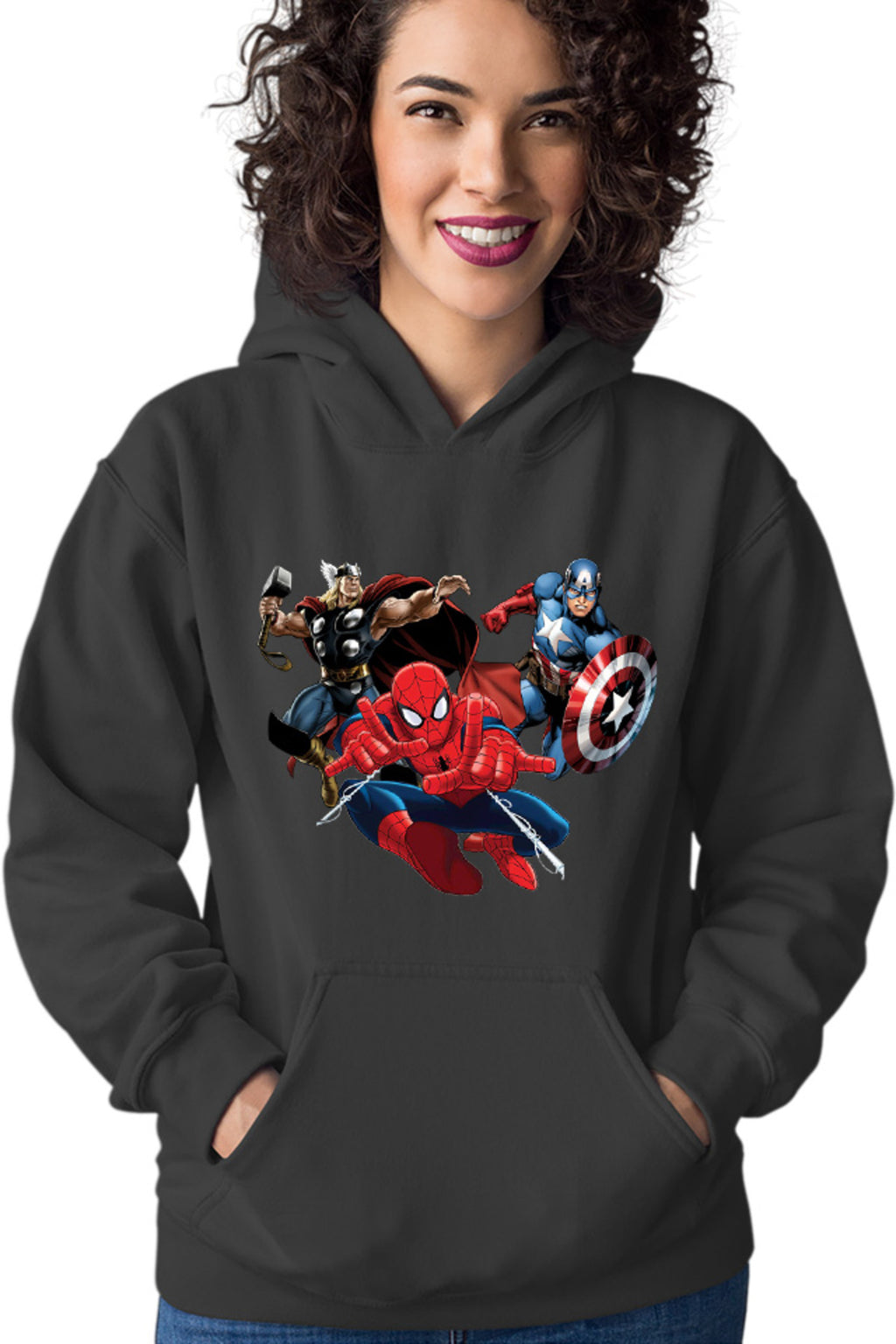 Hanorac dama Spiderman Captain America Thor Fly Hero Cool