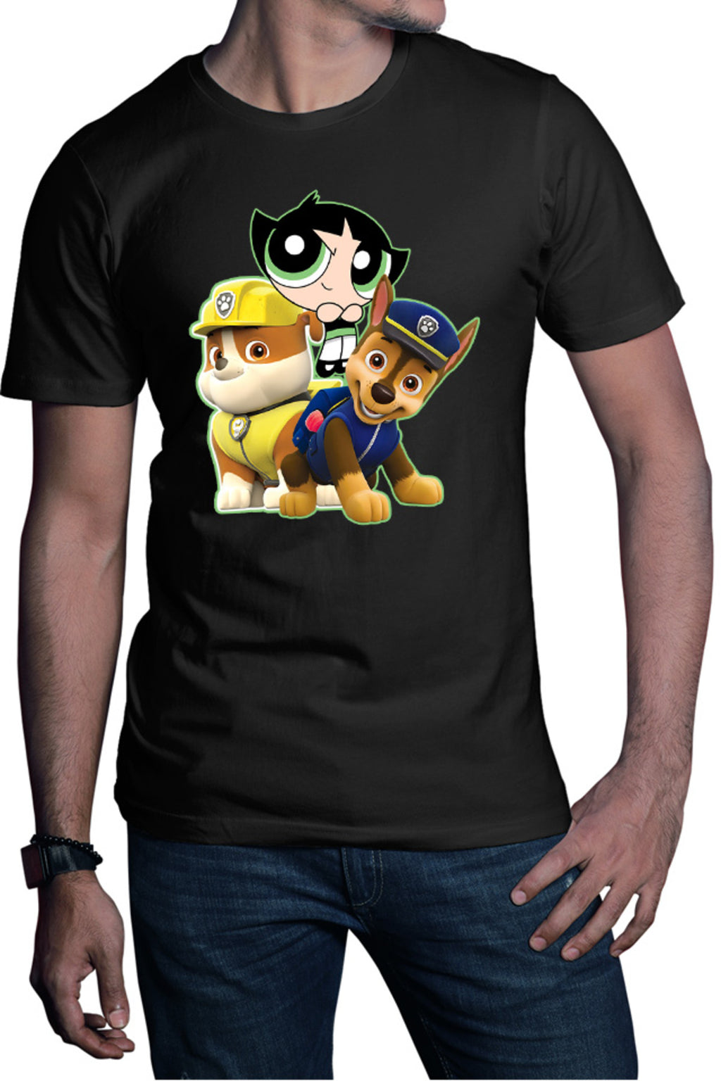 Tricou barbati Paw Patrol Buttercup Powerpuff Girls Police Pup
