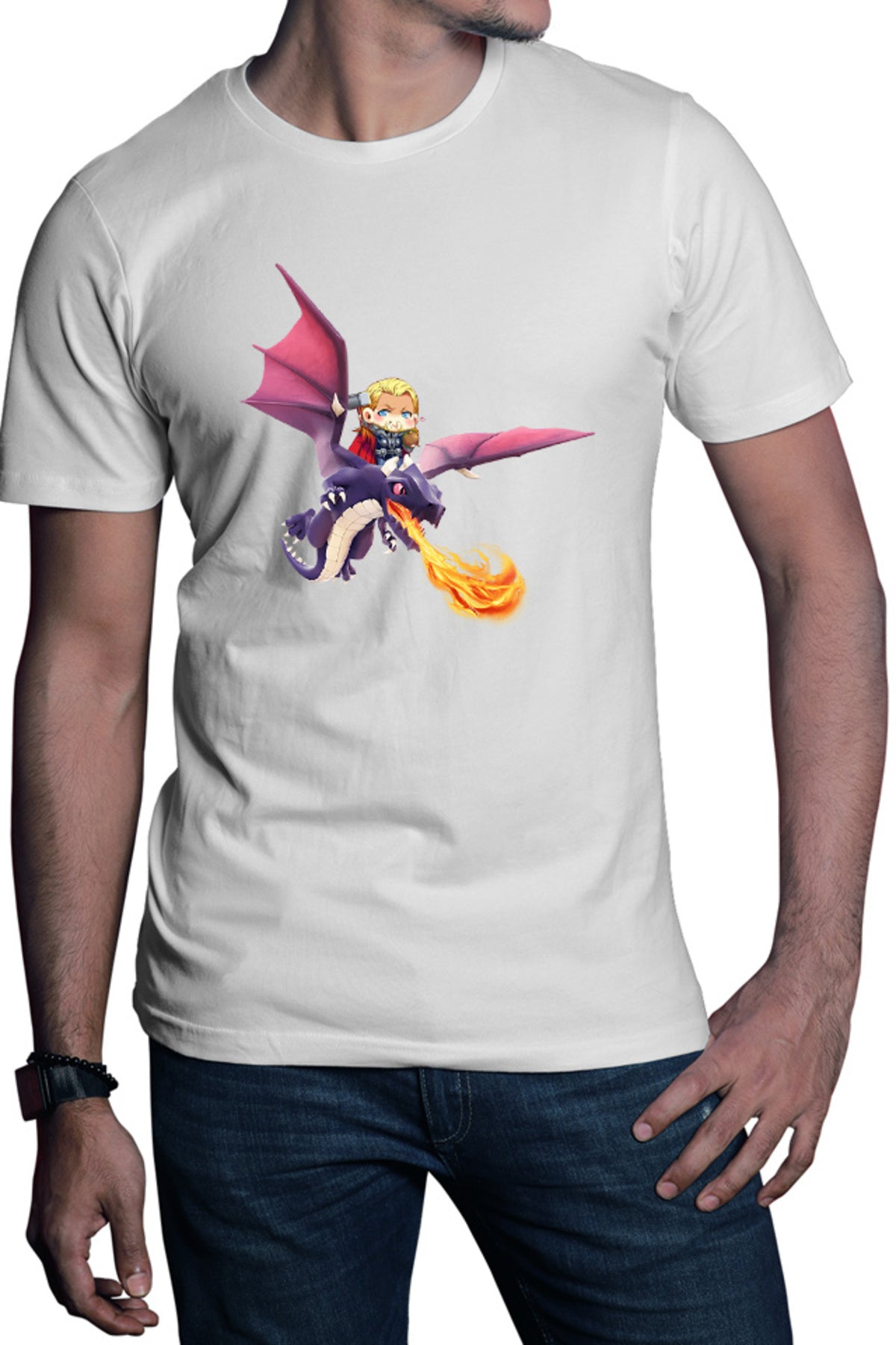 Tricou barbati Clash of Clans Dragon Fire Thor Chibi Anime Version