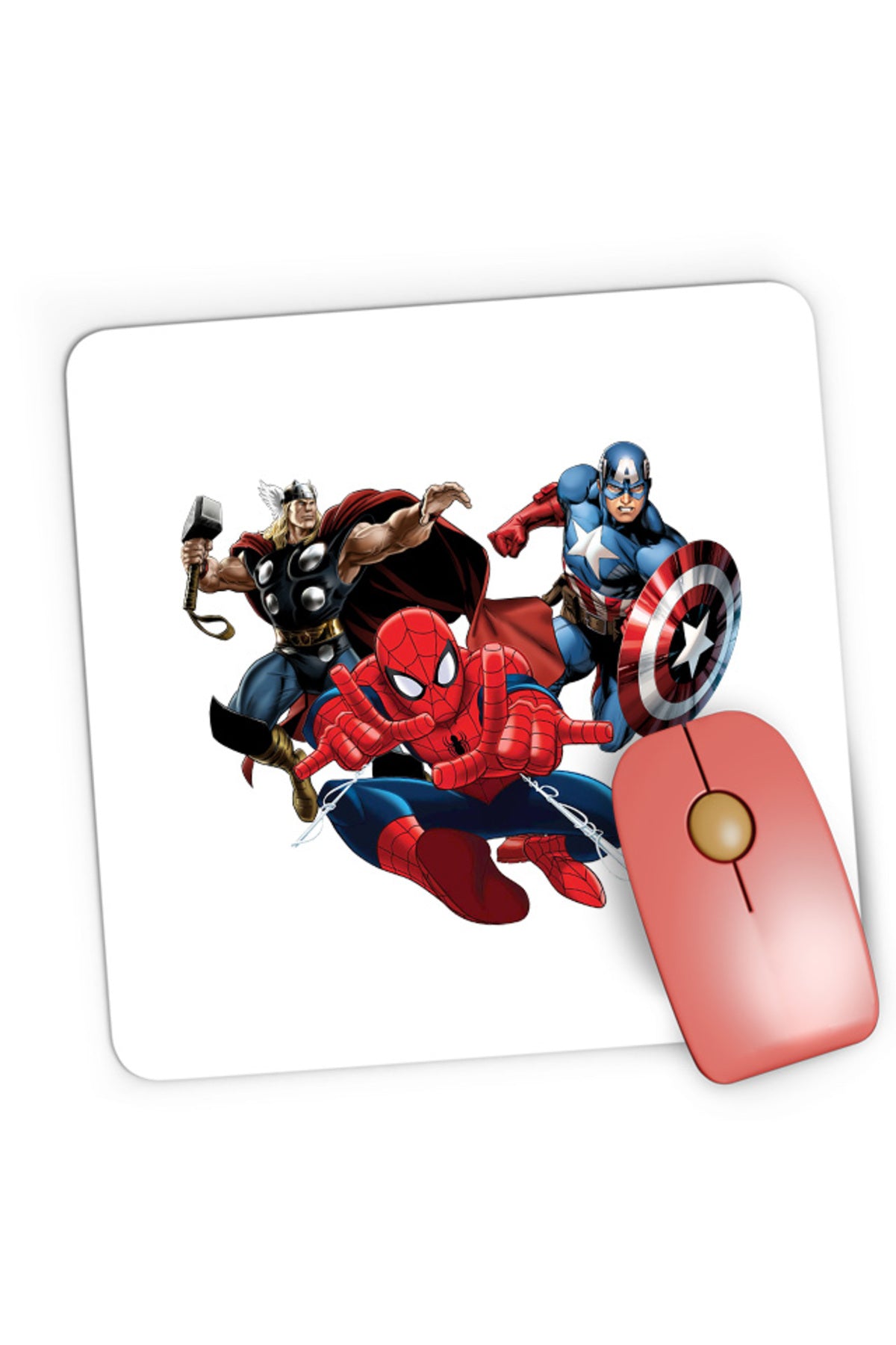 Mousepad Gaming Spiderman Captain America Thor Fly Hero Cool, 21x19 cm