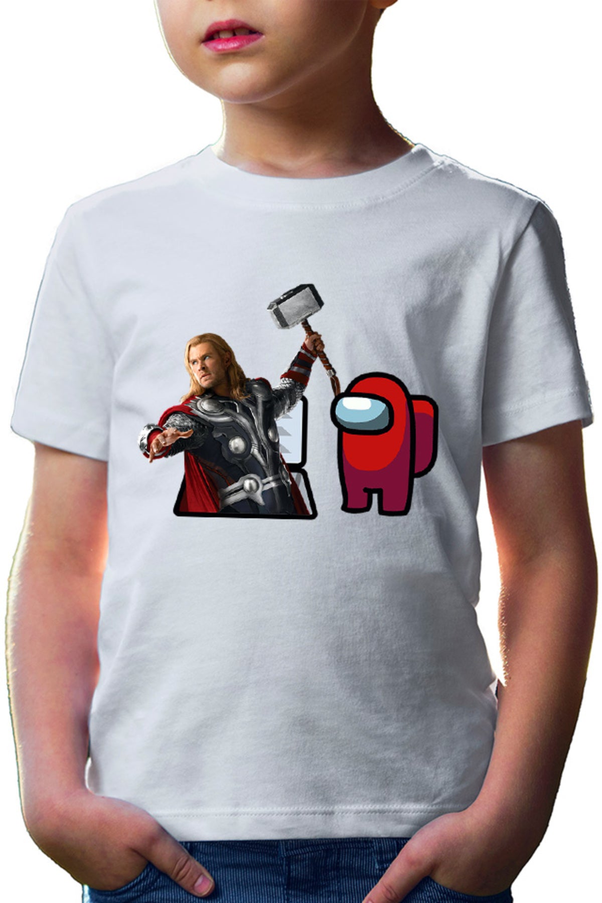Tricou copii Thor Among Us Suspicious Vent Hammer Gameplay Puzzle