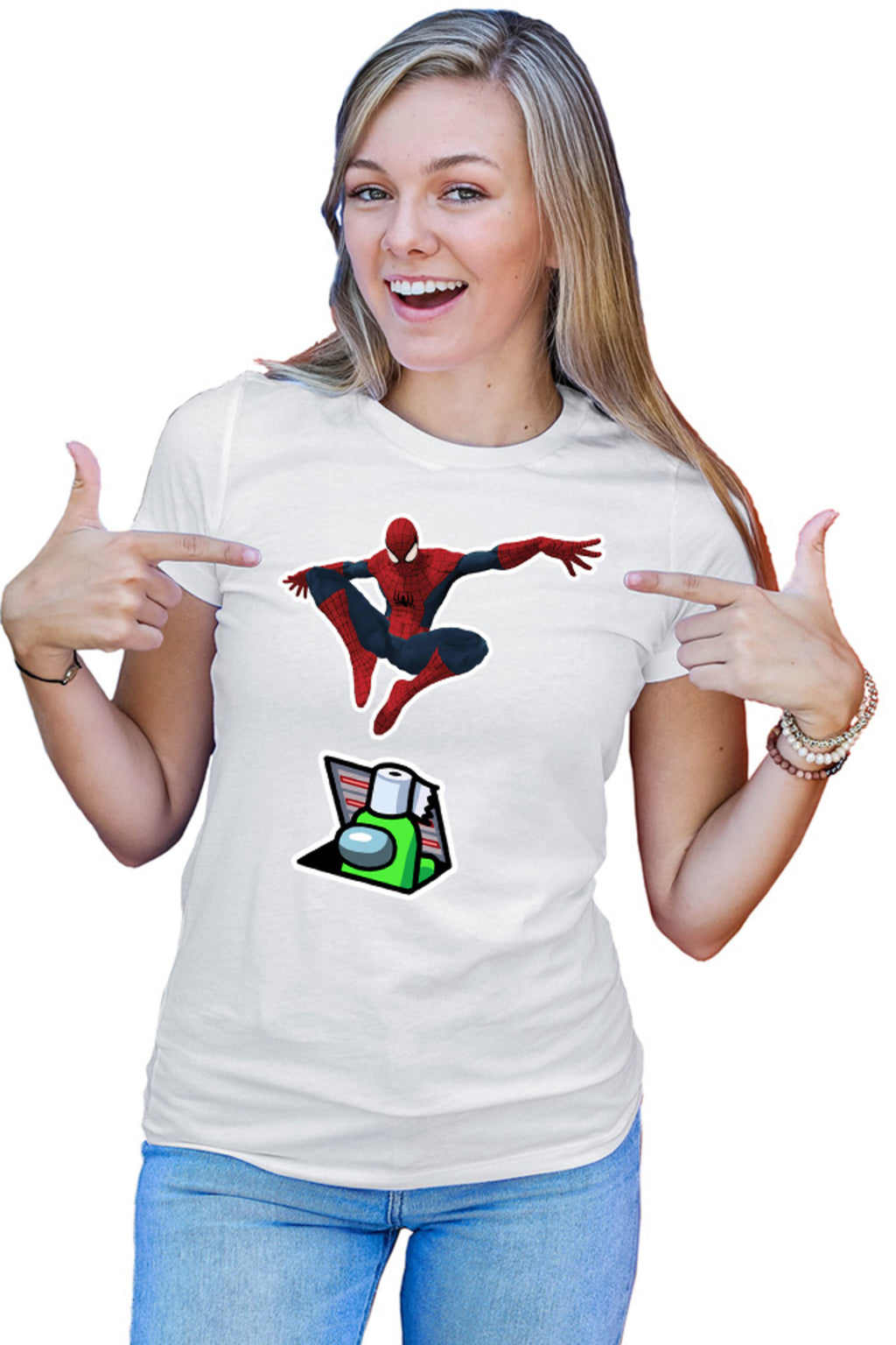 Tricou dama Spiderman Us Suspicious Vent Paper Jump Surprise
