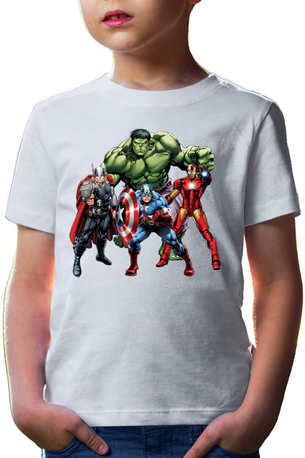 Tricou copii Thor Hulk Ironman Captain America Cool Pose Animation