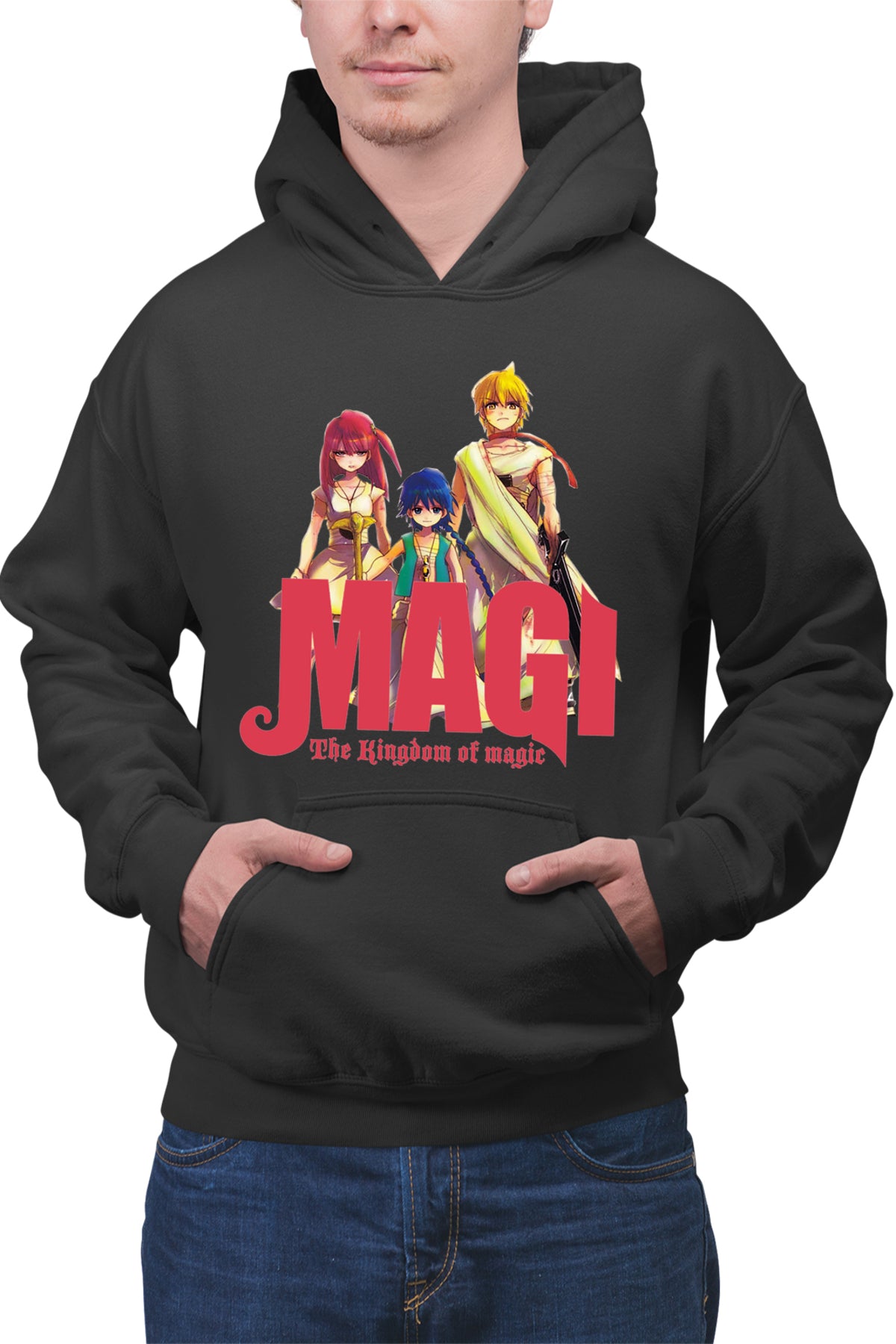 Hanorac barbati Magi The Labyrinth of Magic Spirit Group Angry Pose Red Logo