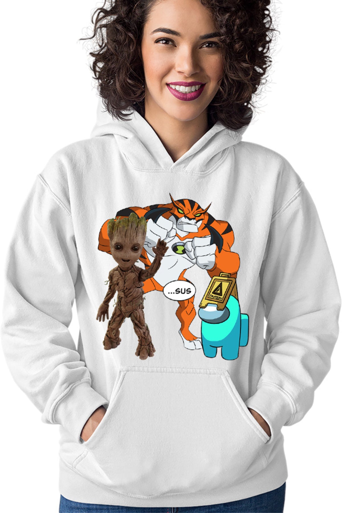 Hanorac dama Baby Groot Ben 10 Huge Cat Among Us Sus