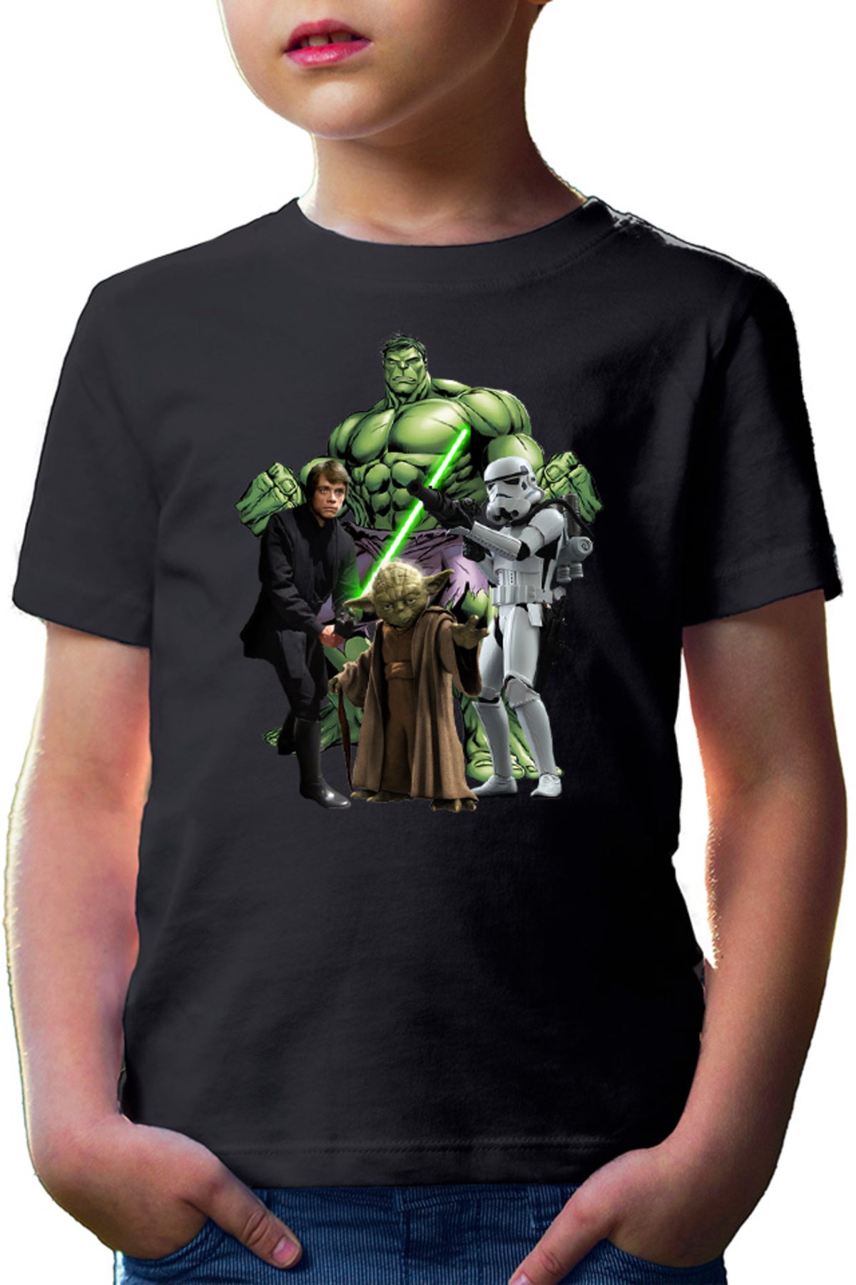 Tricou copii Star Wars Luke Skywalker Incredible Hulk Jedi Yoda