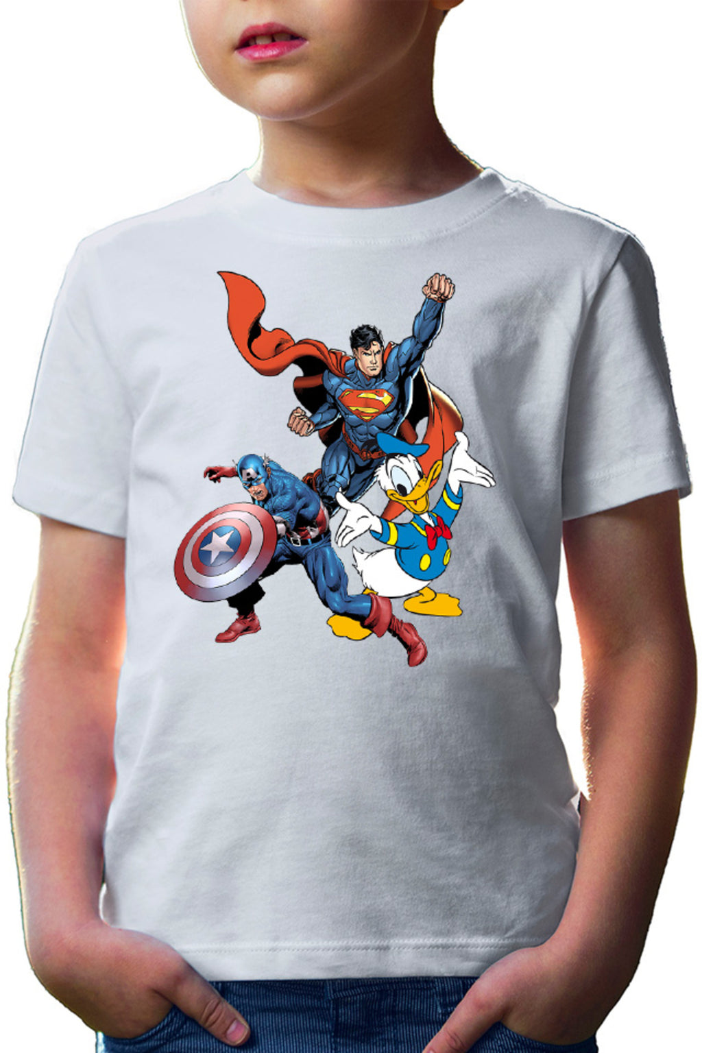 Tricou copii Captain America Superman Donald Duck Hero Strong Cool