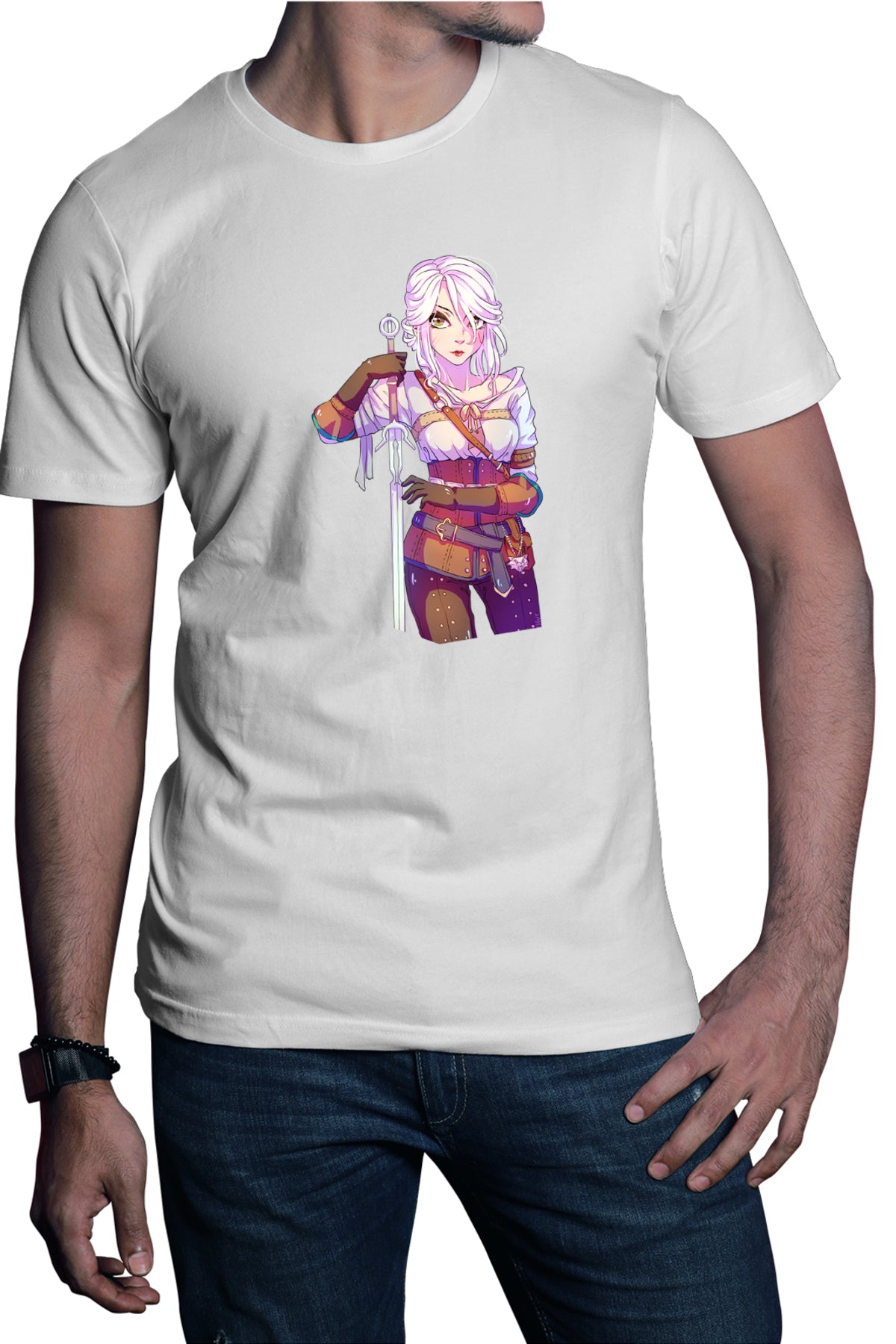 Tricou barbati The Witcher Ciri Anime Mangaka Girl Hunter