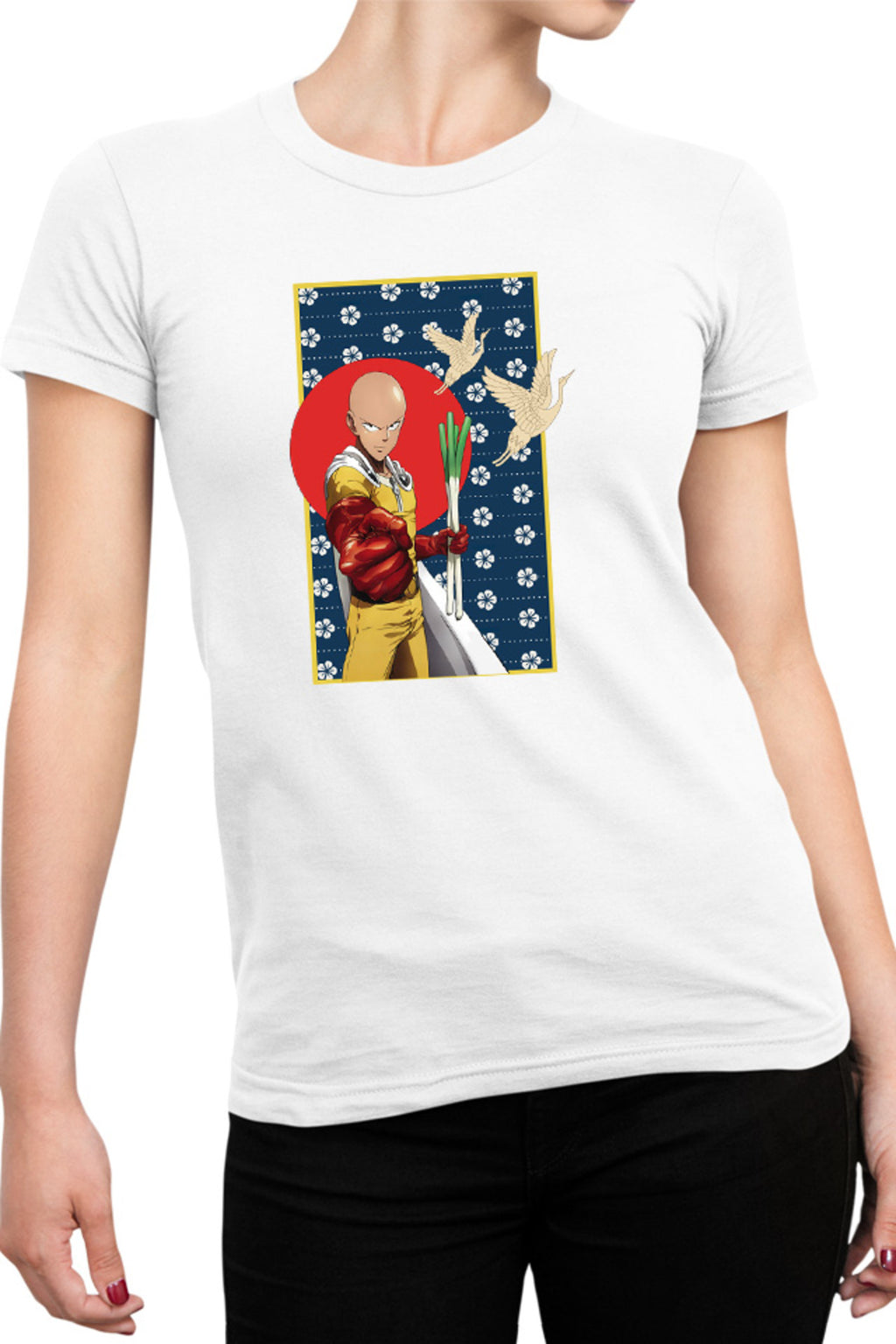 Tricou dama One-Punch Man Japanese Pattern Flag Bird