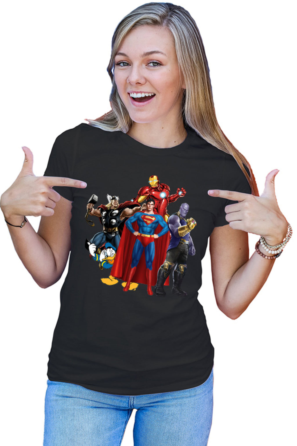Tricou dama Thor Donald Duck Superman Ironman Thanos Villian Hero Cool