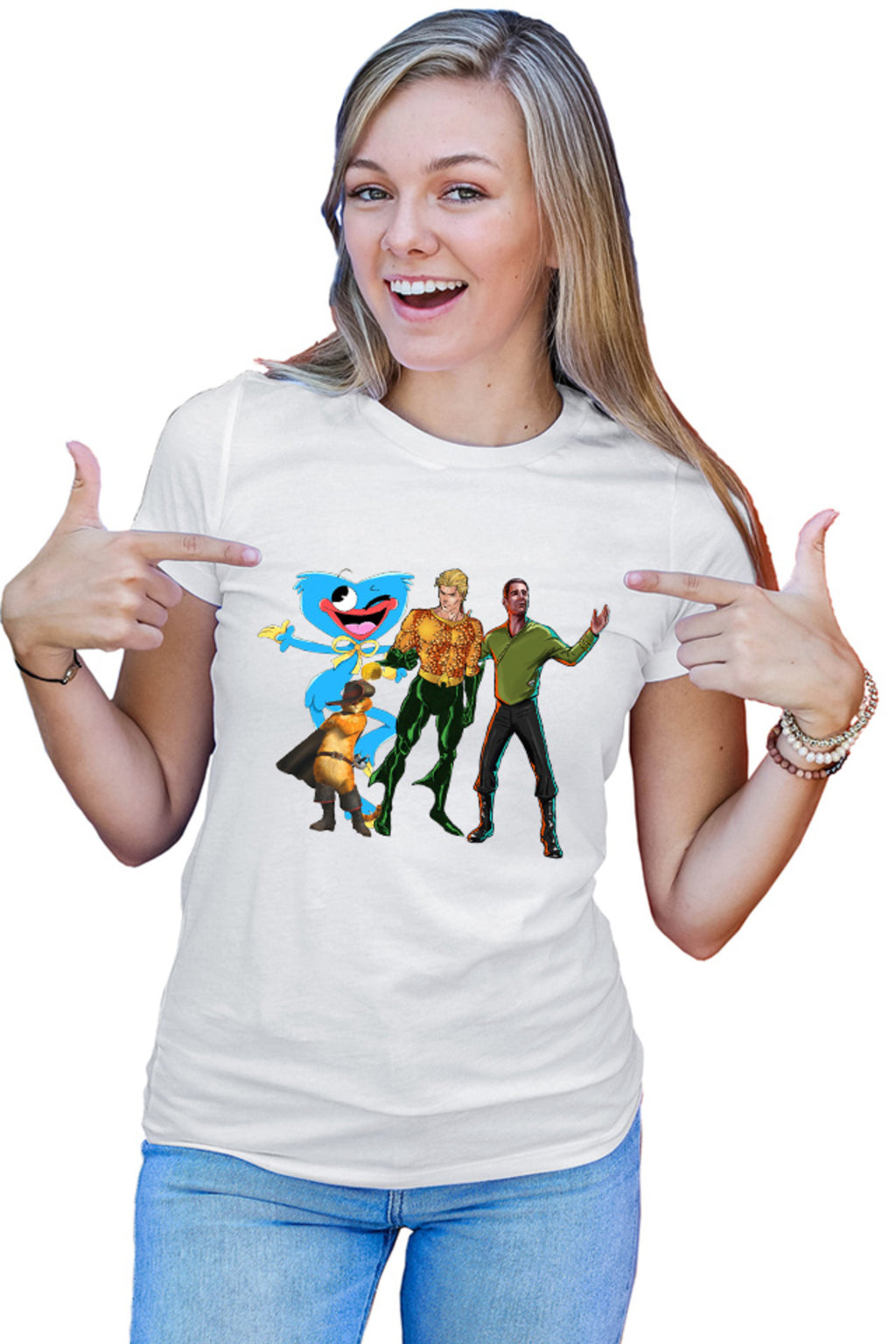 Tricou dama Aquaman Huggy Wuggy Puss in the Boots Shrek Star Trek Crew