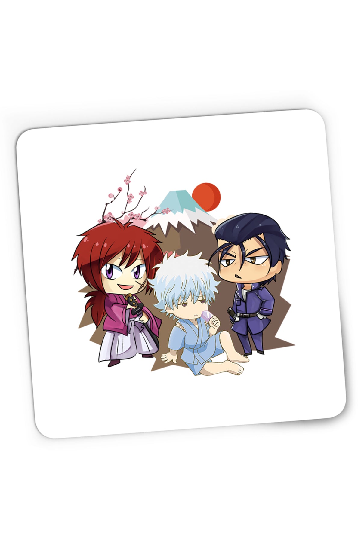 Mousepad Gaming Rurouni Kenshin Chibi Trio Kenshin Gintoki Hajime, 21x19 cm