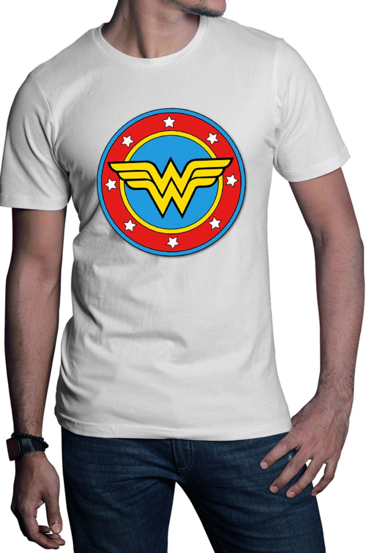 Tricou barbati Wonder Woman Logo Symbol Stars Flag Round Marvel DC
