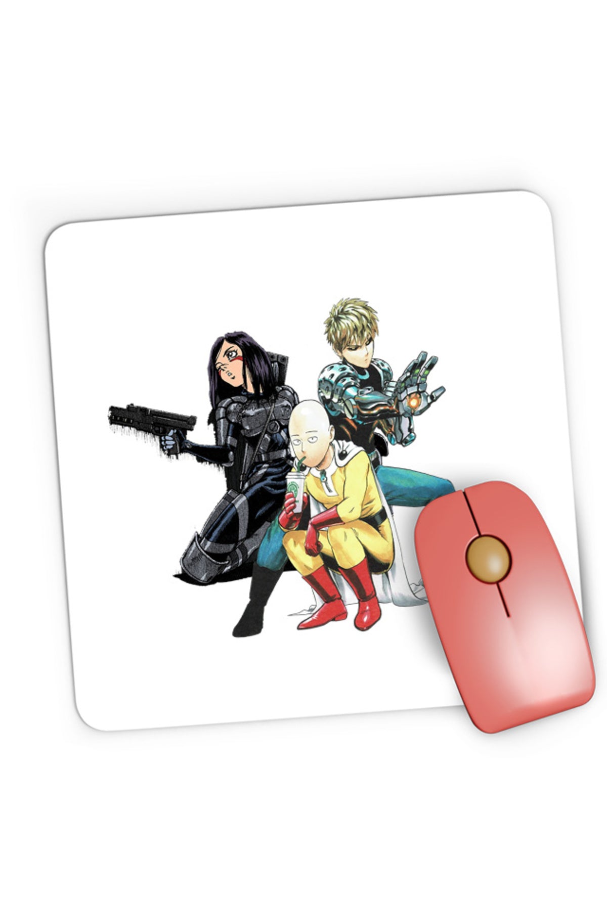 Mousepad Gaming Battle Angel Alita Gally Saitama Genos Trio Fight, 21x19 cm