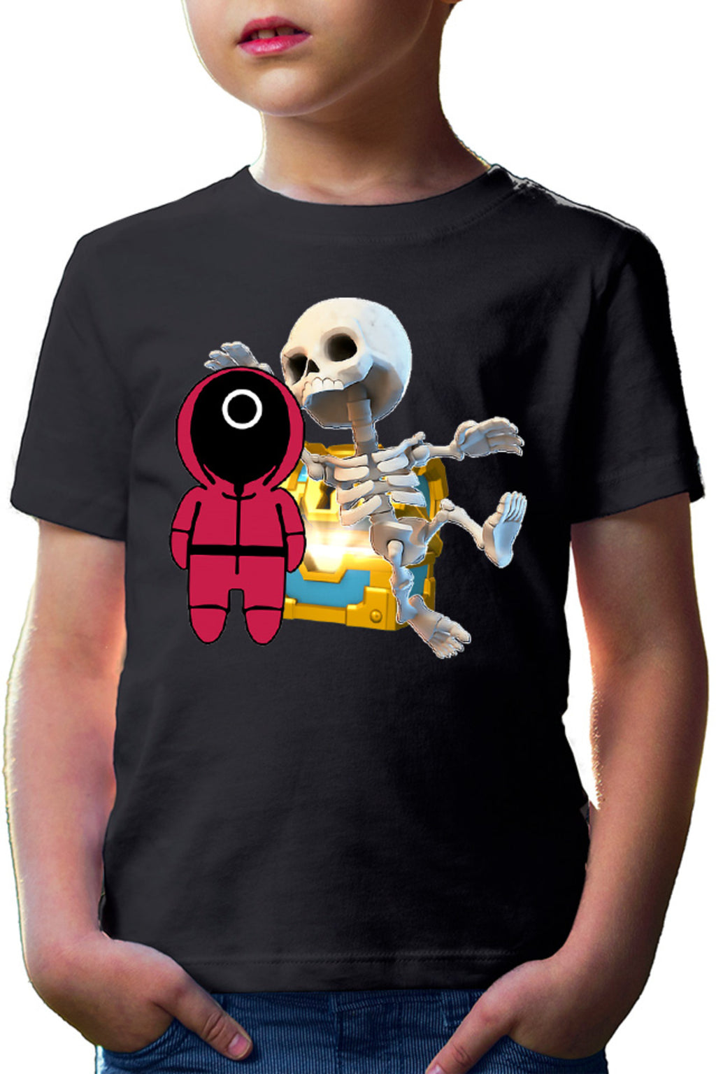 Tricou copii Clash Royale Skeleton Chest Box Loot Squid Game Show