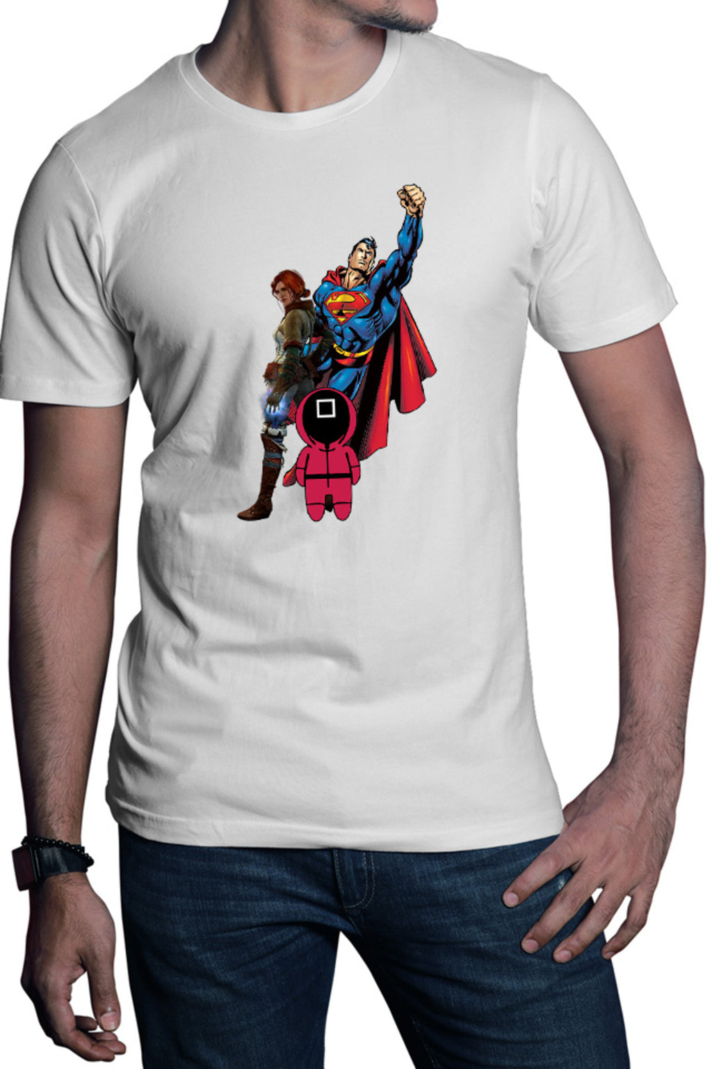Tricou barbati Squid Game Superman Witcher Triss Superpowers