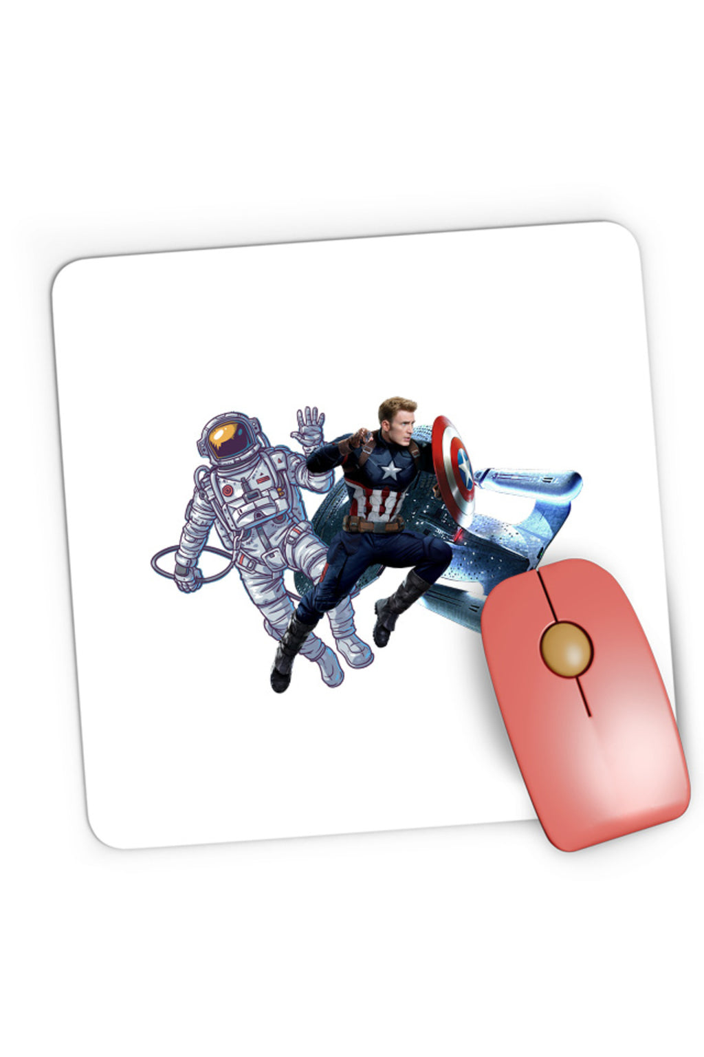 Mousepad Gaming Captain America Astronaut NASA Star Trek Space Ship Shield, 21x19 cm