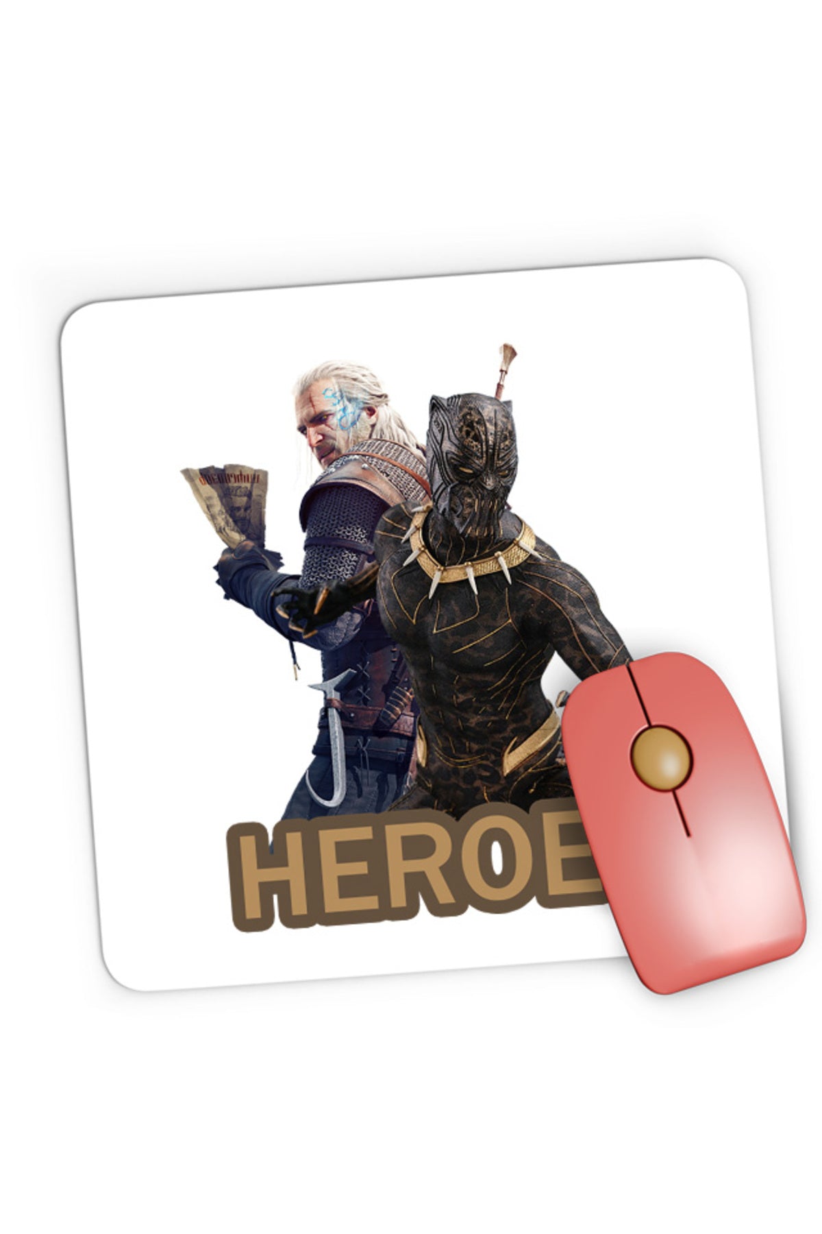 Mousepad Gaming Black Panther Witcher Gerald Vampires Medieval, 21x19 cm