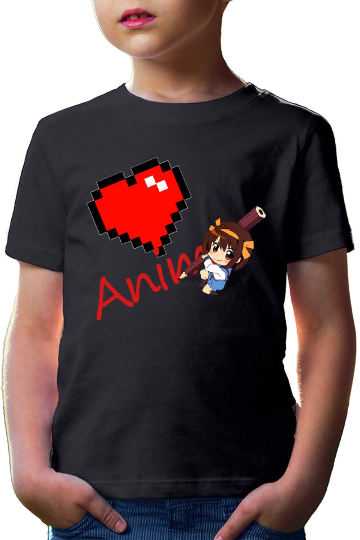 Tricou copii Haruhi Suzumiya Love Anime Minecraft Write School