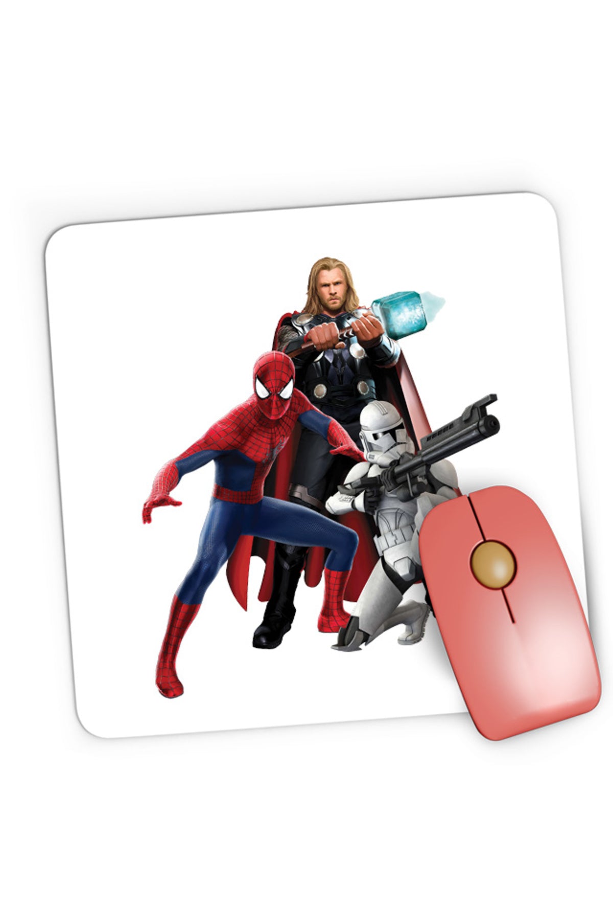 Mousepad Gaming Star Wars Spiderman Thor Marvel Clone Trooper, 21x19 cm
