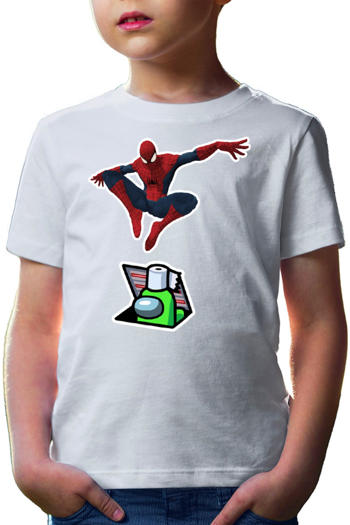 Tricou copii Spiderman Us Suspicious Vent Paper Jump Surprise