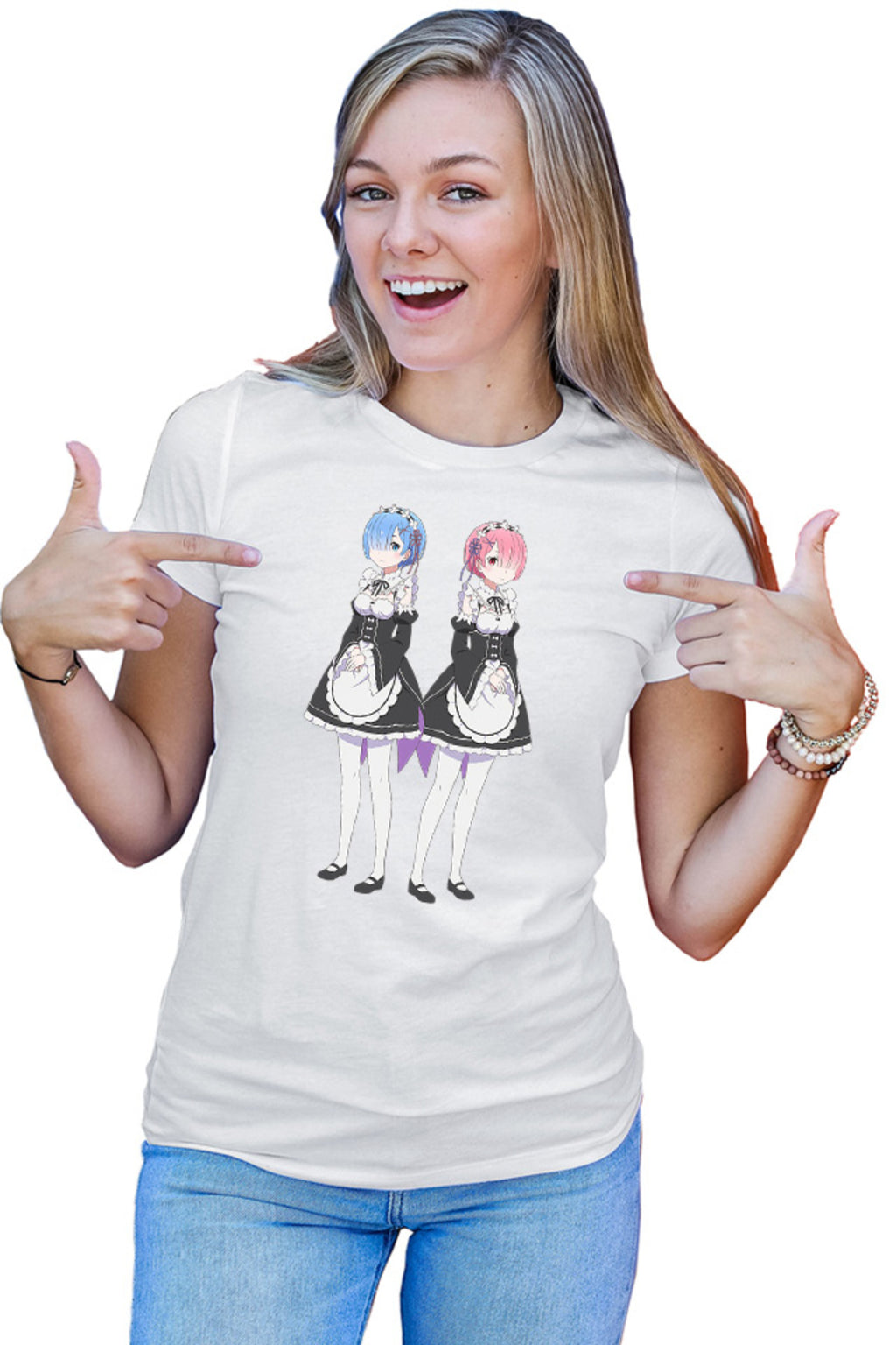Tricou dama Re Zero REM RAM Demon Siblings Horns Power Tribe