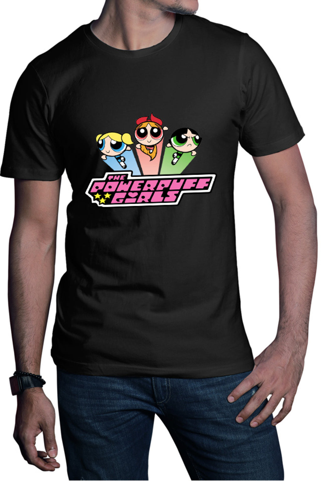 Tricou barbati The Powerpuff Girls Logo Trio Adventure Funny