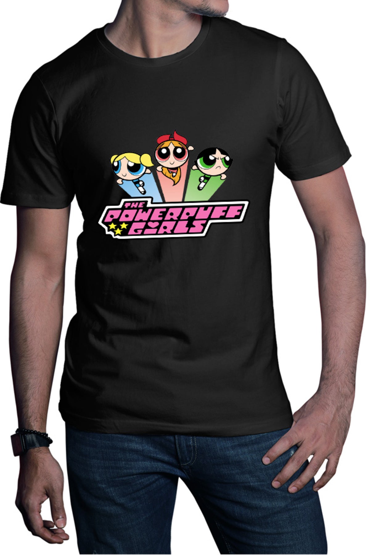 Tricou barbati The Powerpuff Girls Logo Trio Adventure Funny