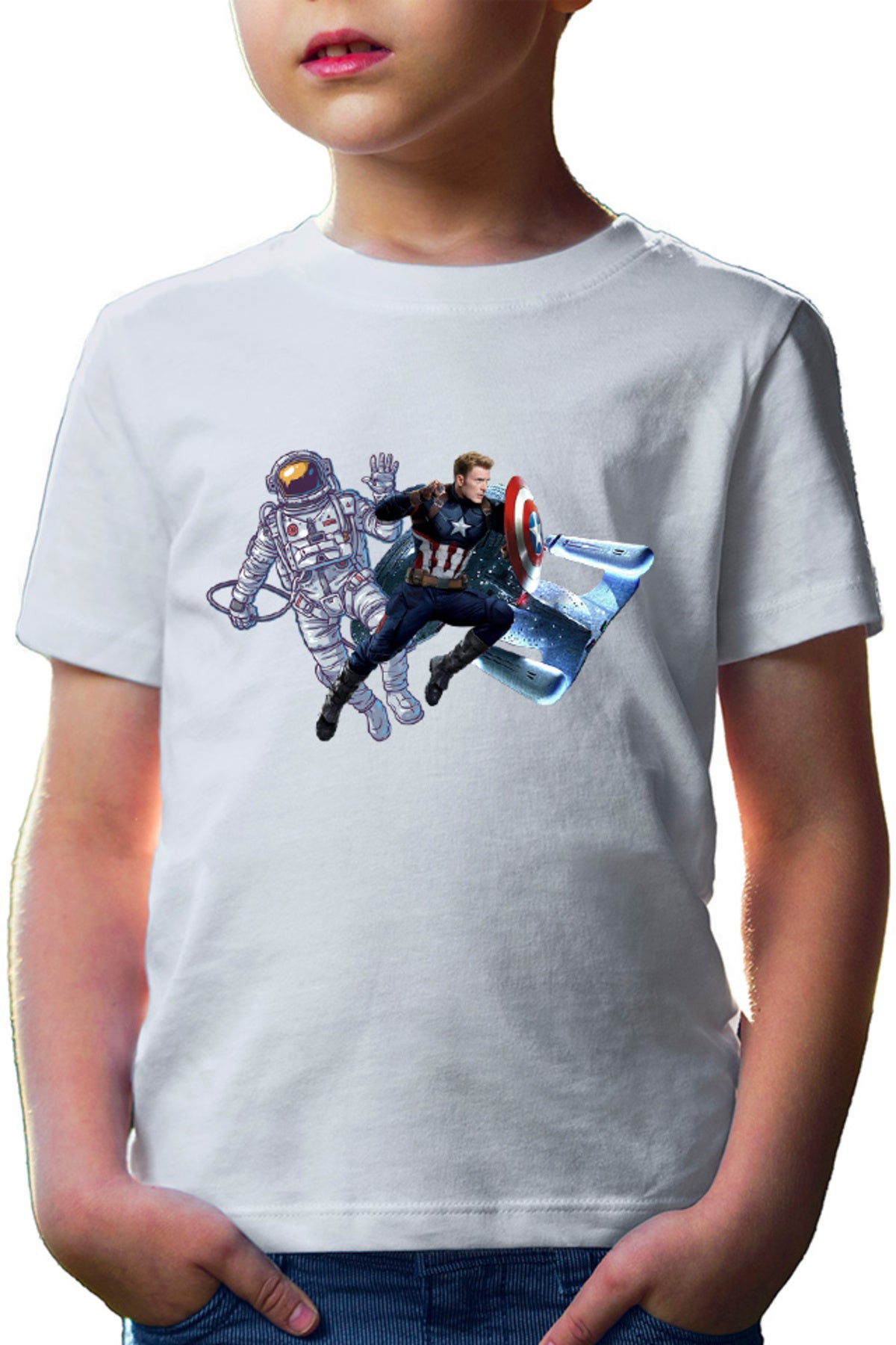 Tricou copii Captain America Astronaut NASA Star Trek Space Ship Shield