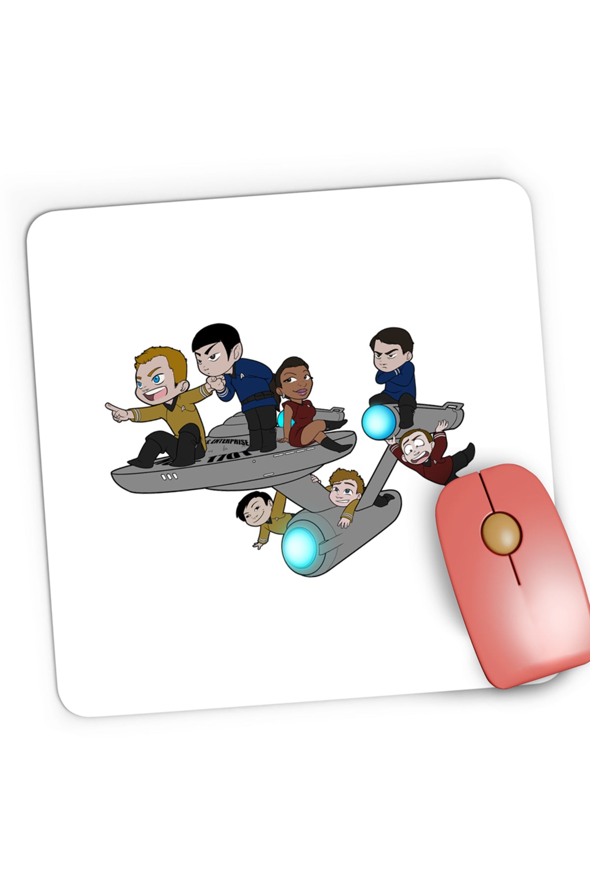 Mousepad Gaming Star Trek Kirk Spock Enterprise Timeline, 21x19 cm