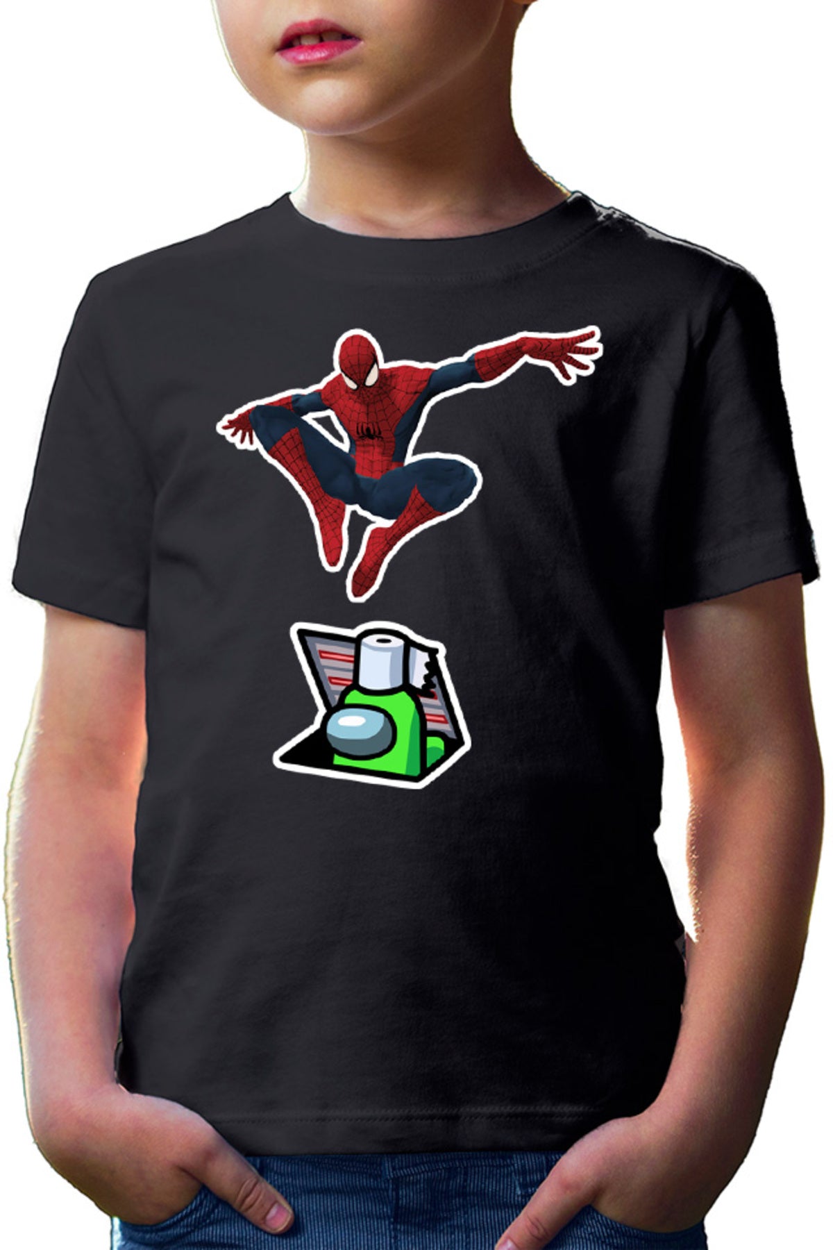 Tricou copii Spiderman Us Suspicious Vent Paper Jump Surprise