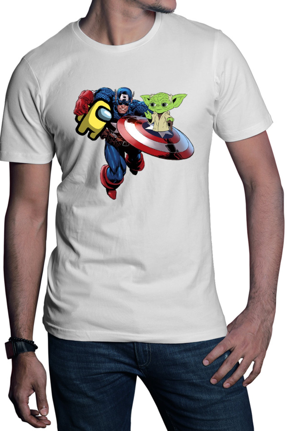 Tricou barbati Captain America Among Us Suspicious Star Wars Yoda Master