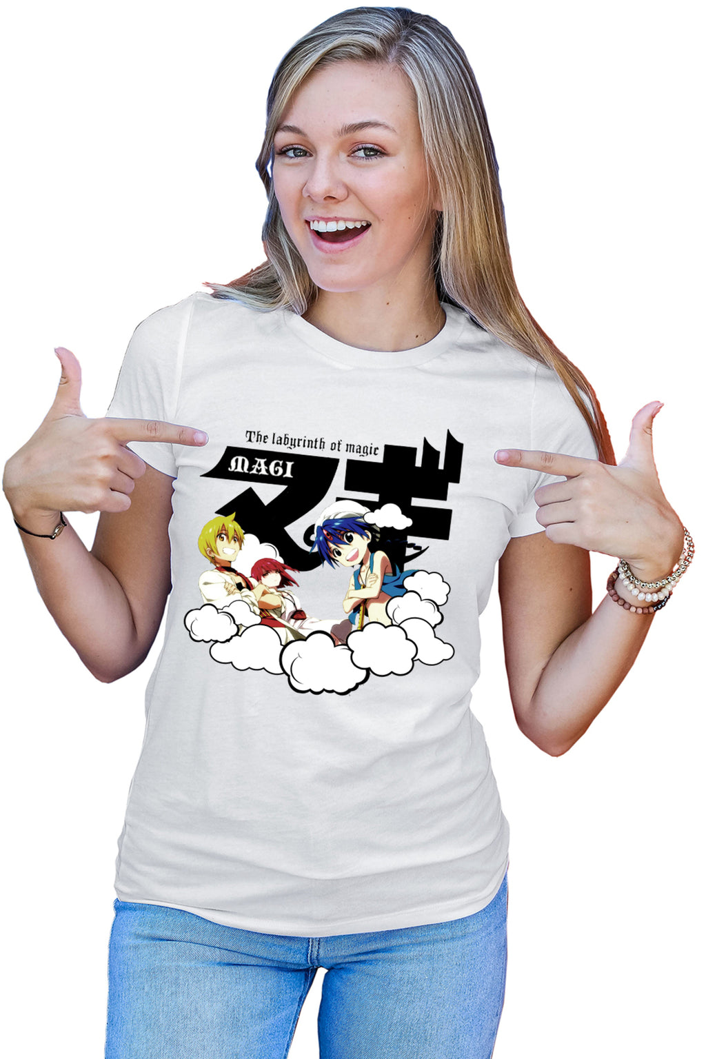 Tricou dama Magi The Labyrinth of Magic Protagonists Group Clouds