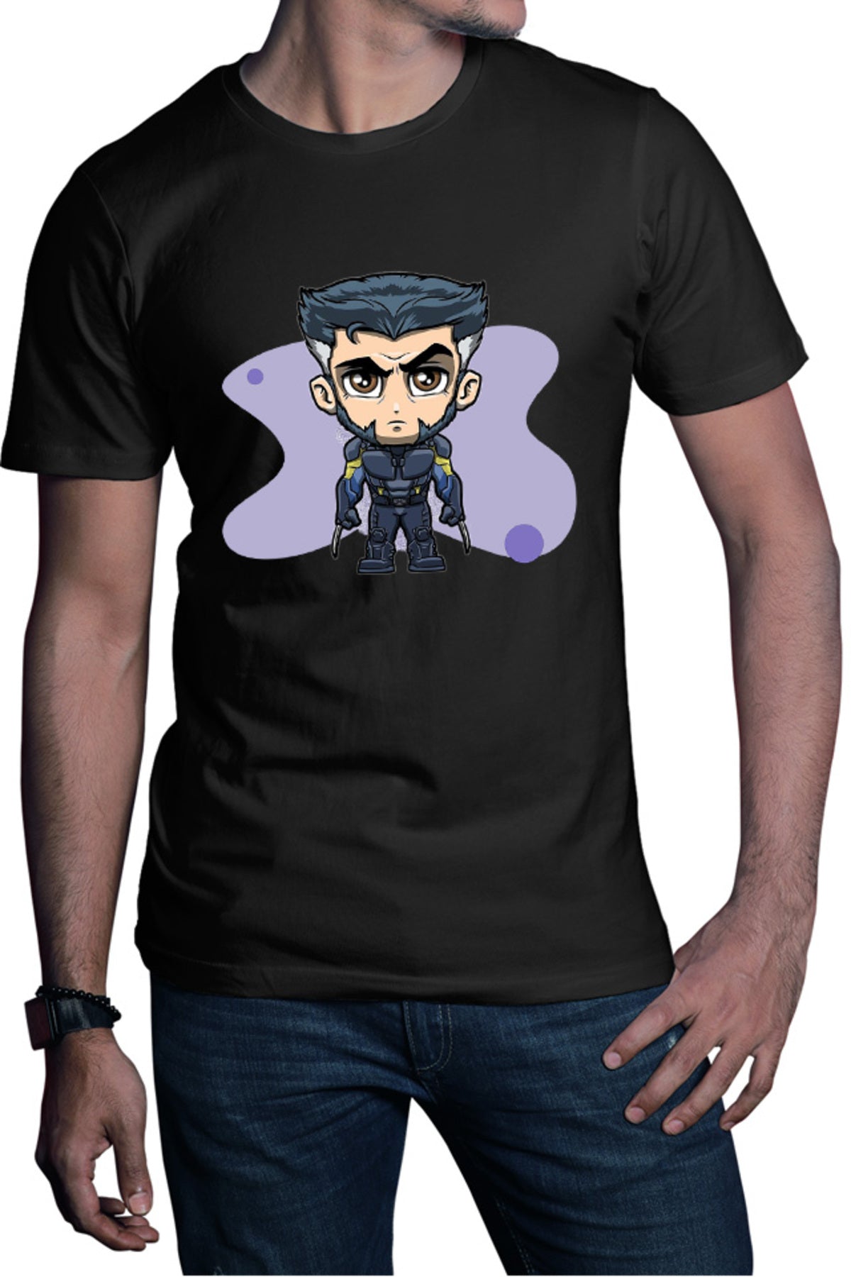 Tricou barbati Wolverine Chibi Anime Claws Angry